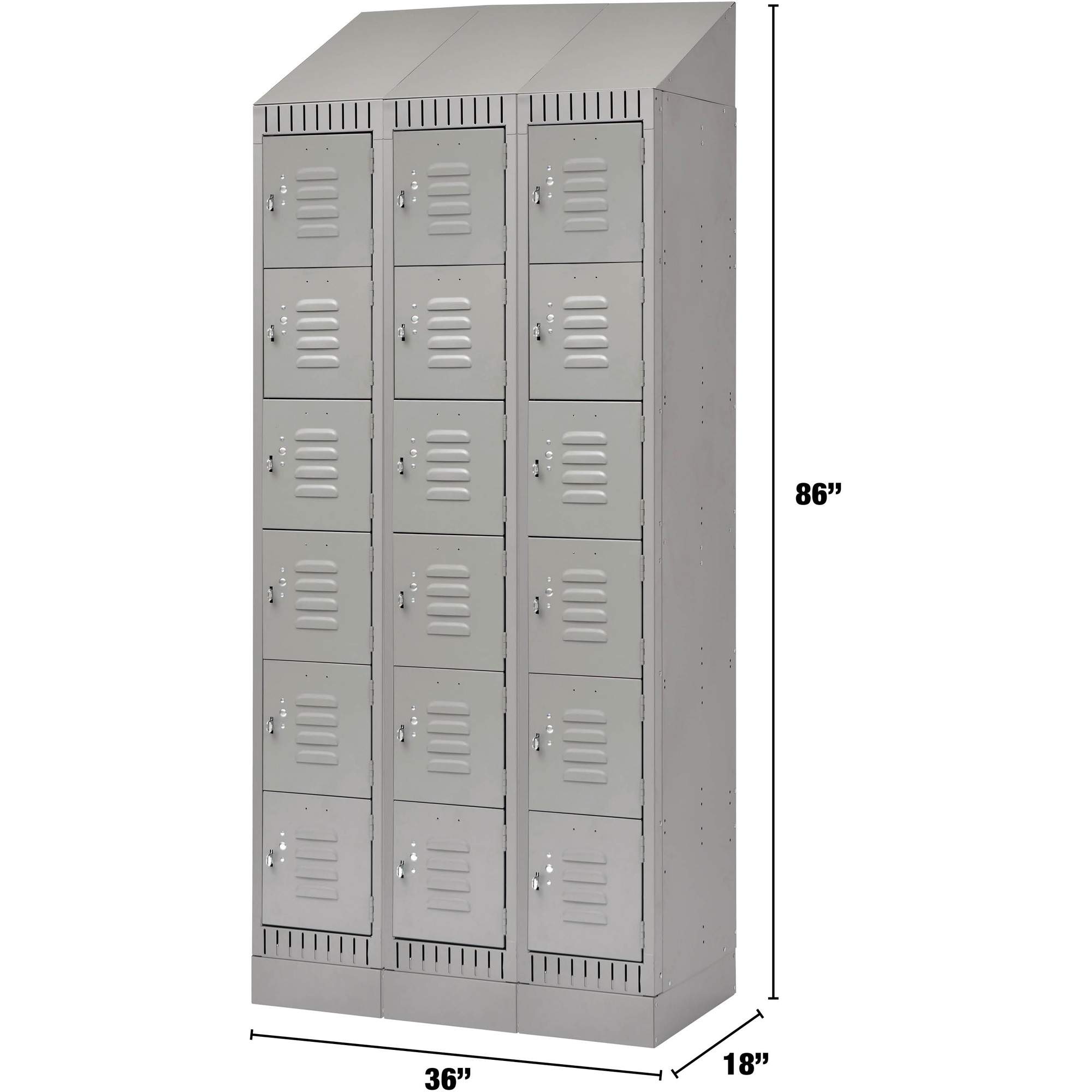 Casiers, 6 niveaux, Bloc de 3, 36" x 18" x 86", Acier, Gris, Démonté – Image 2
