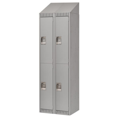 Casiers assemblés, 2 niveaux, Bloc de 2, 24" x 18" x 72", Acier, Gris, Rivet (assemblé)