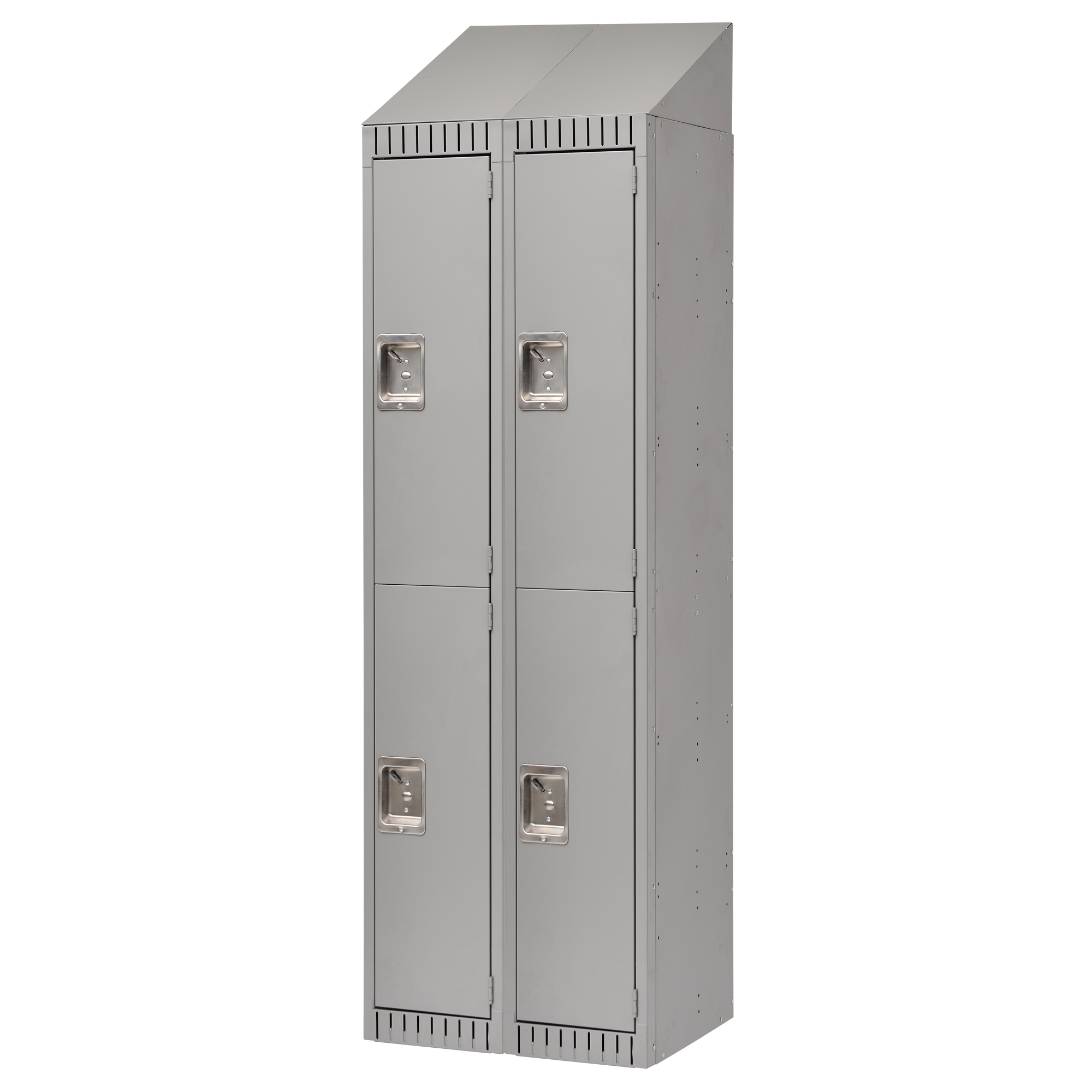 Casiers assemblés, 2 niveaux, Bloc de 2, 24" x 18" x 72", Acier, Gris, Rivet (assemblé)