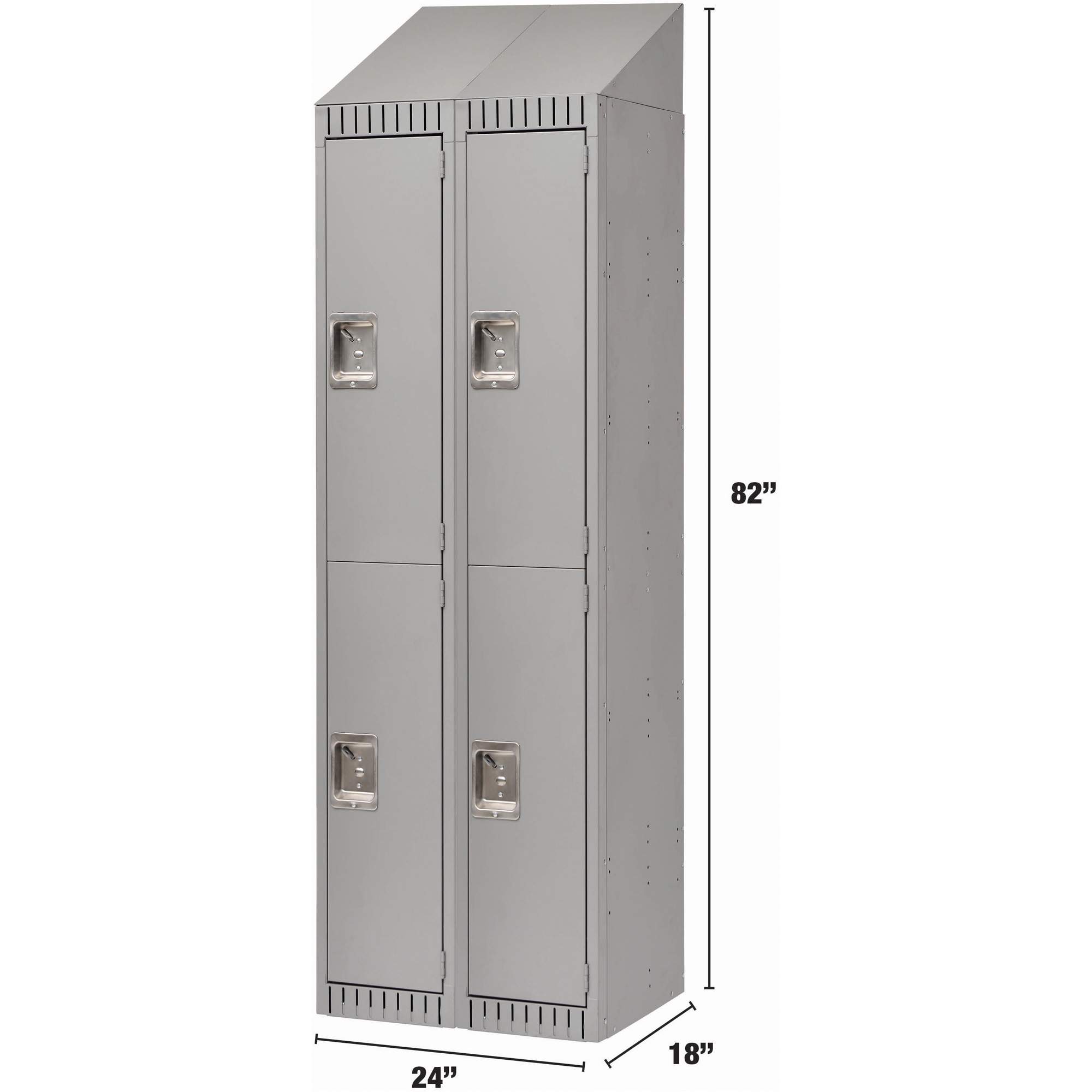 Casiers assemblés, 2 niveaux, Bloc de 2, 24" x 18" x 72", Acier, Gris, Rivet (assemblé) – Image 2