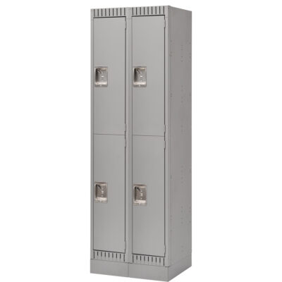 Casiers assemblés, 2 niveaux, Bloc de 2, 24" x 18" x 72", Acier, Gris, Rivet (assemblé)