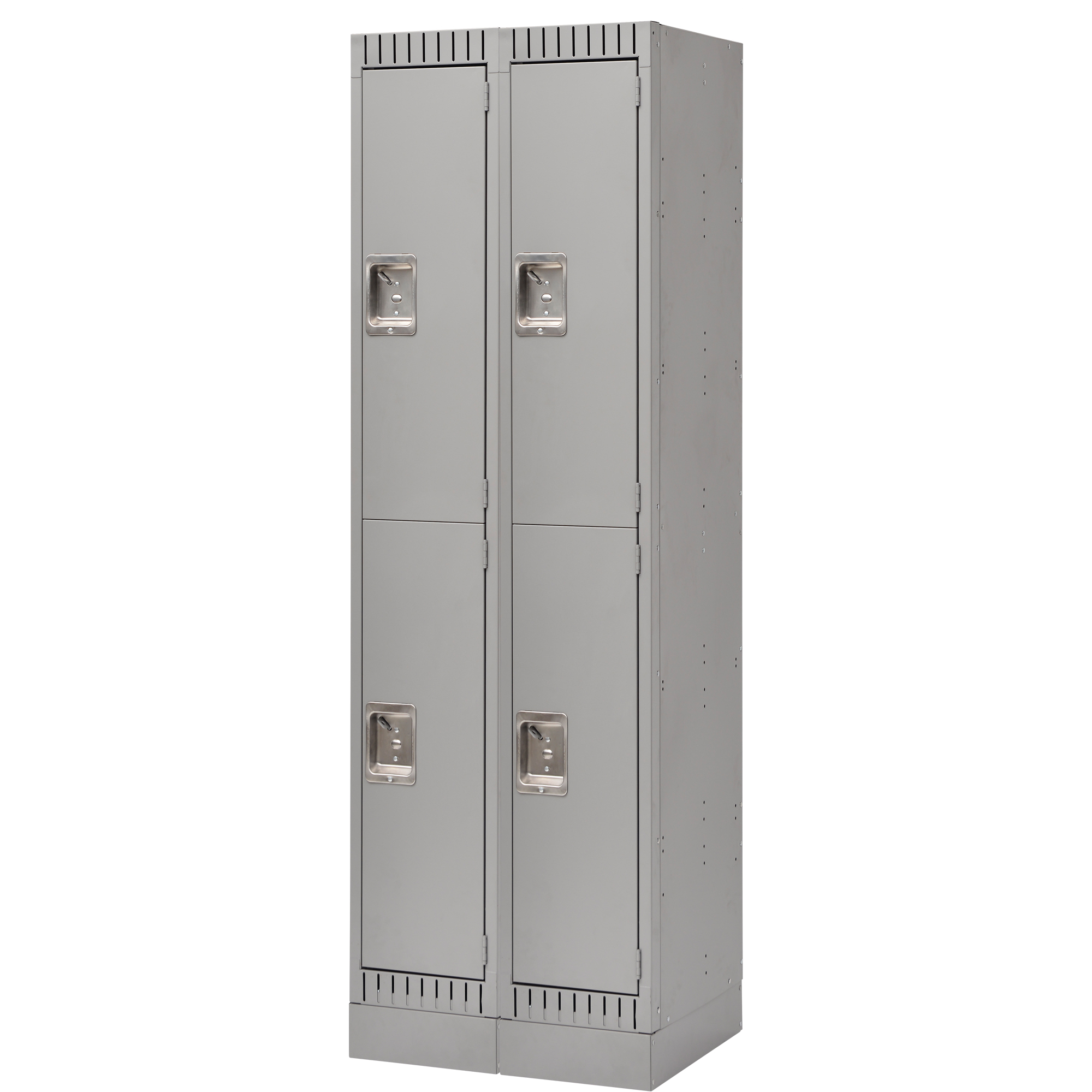 Casiers assemblés, 2 niveaux, Bloc de 2, 24" x 18" x 72", Acier, Gris, Rivet (assemblé)
