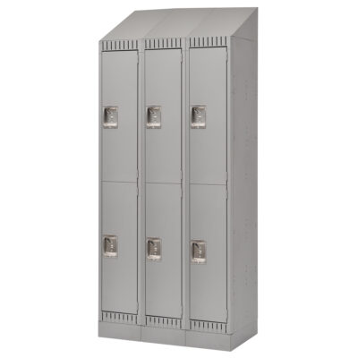 Casiers assemblés, 2 niveaux, Bloc de 3, 36" x 18" x 72", Acier, Gris, Rivet (assemblé)