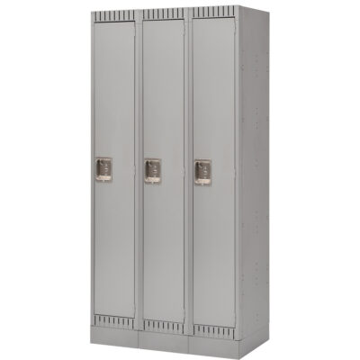 Casiers assemblés, Bloc de 3, 36" x 18" x 72", Acier, Gris, Rivet (assemblé)