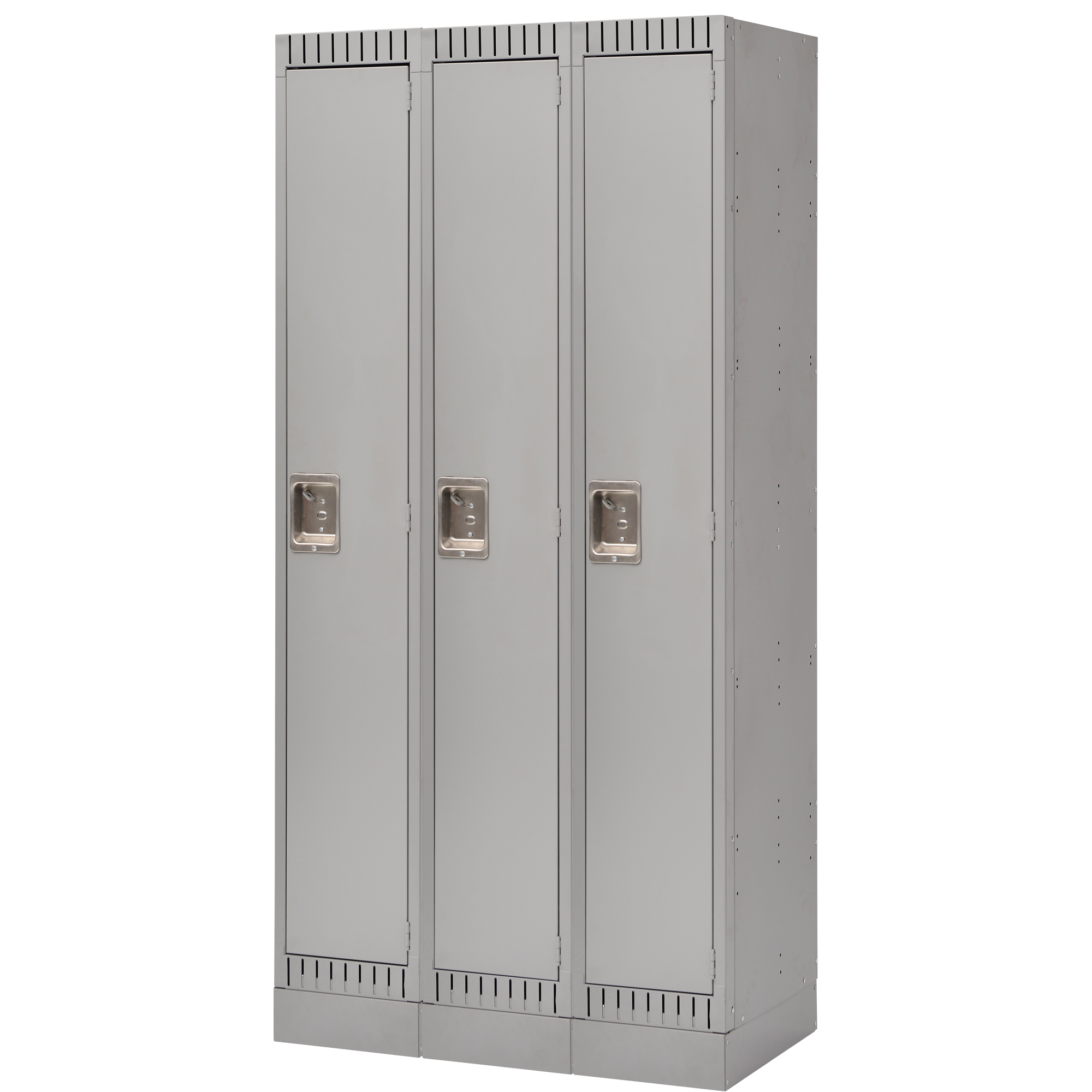 Casiers assemblés, Bloc de 3, 36" x 18" x 72", Acier, Gris, Rivet (assemblé)