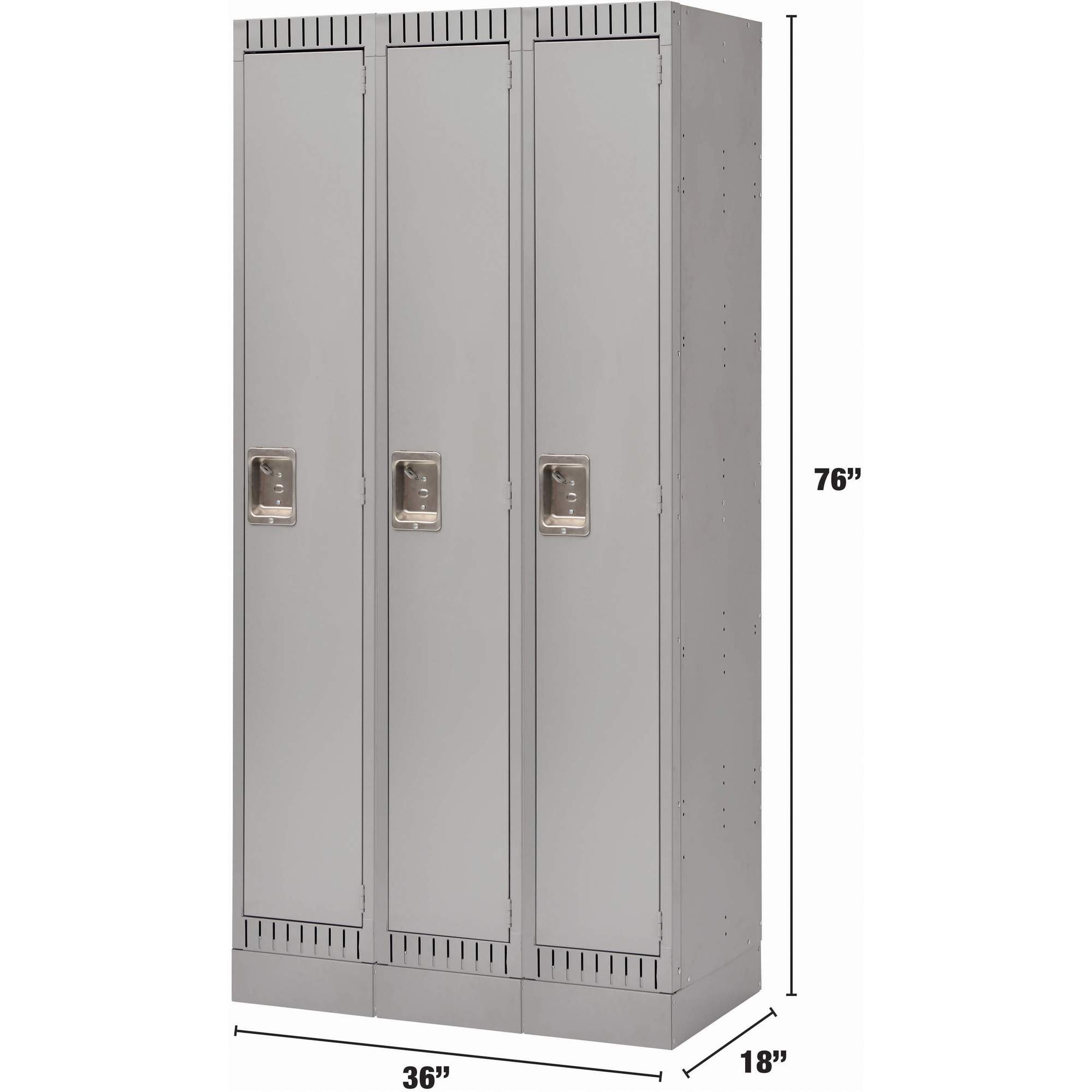 Casiers, Bloc de 3, 36" x 18" x 76", Acier, Gris, Démonté – Image 2