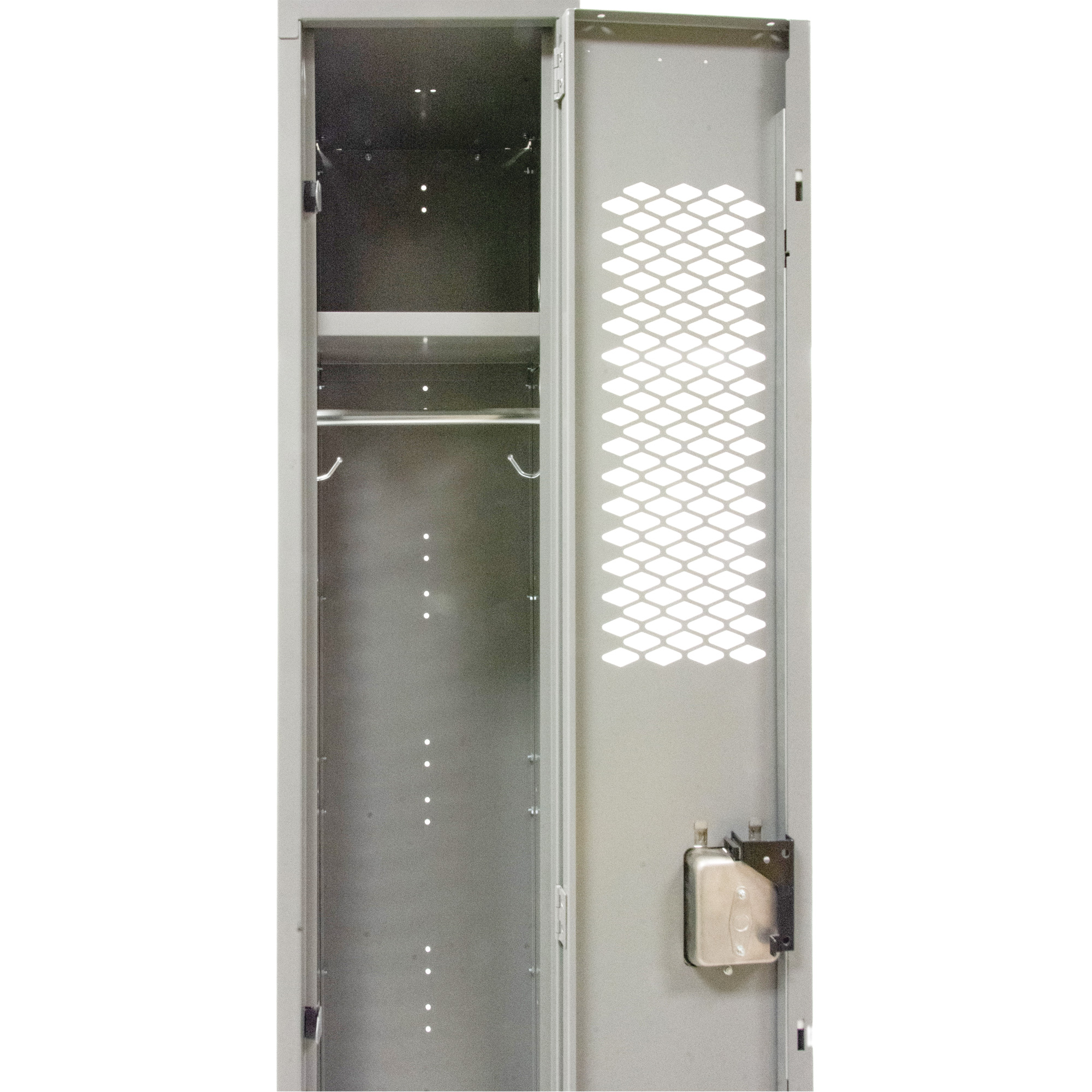 Casiers ventilés, Bloc de 2, 24" x 18" x 88", Acier, Gris, Démonté, Perforé – Image 2