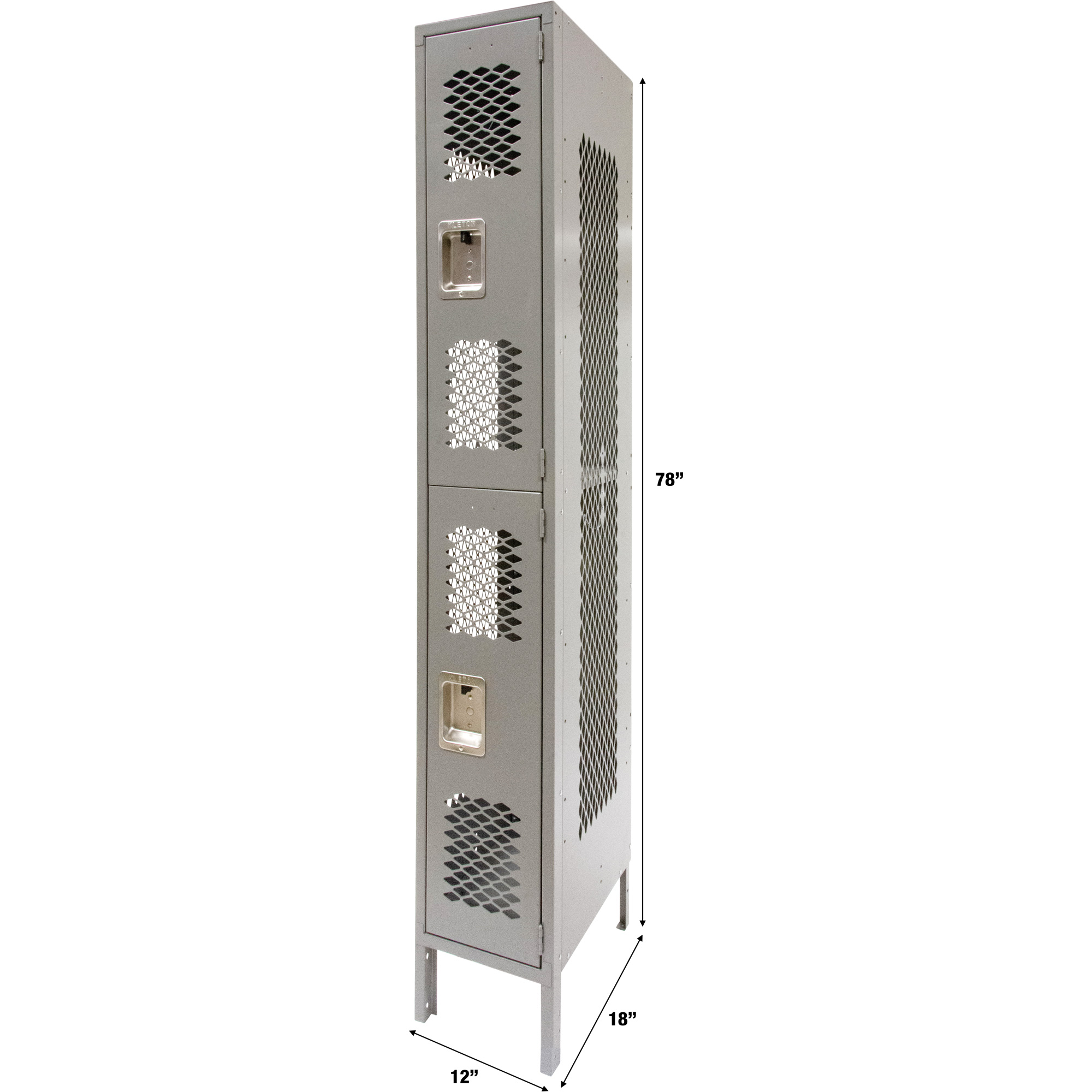 Casiers ventilés, 2 niveaux, 12" x 18" x 78", Acier, Gris, Démonté, Perforé – Image 3