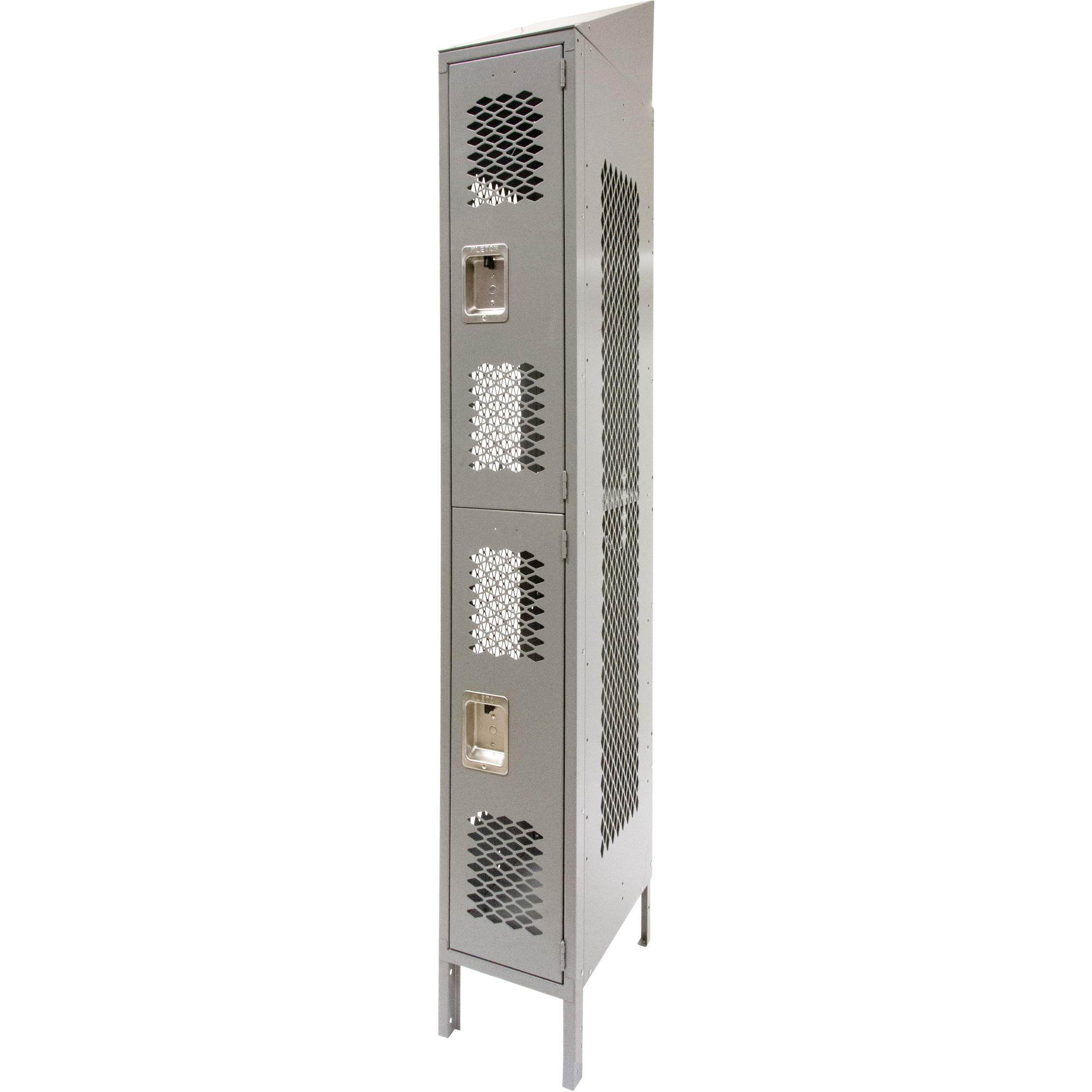 Casiers ventilés, 2 niveaux, 12" x 18" x 88", Acier, Gris, Démonté, Perforé