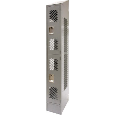 Casiers ventilés, 2 niveaux, 12" x 18" x 88", Acier, Gris, Démonté, Perforé