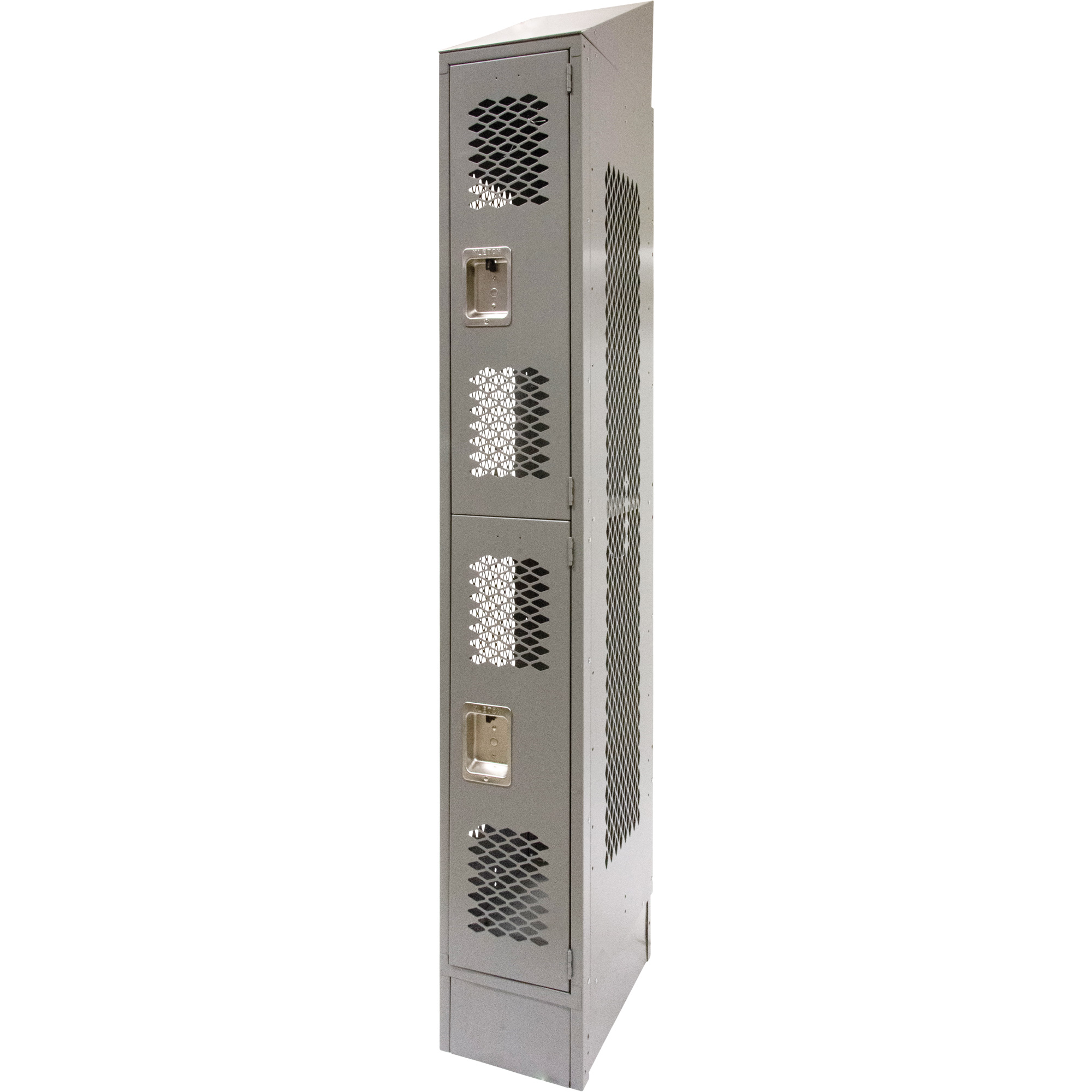 Casiers ventilés, 2 niveaux, 12" x 18" x 88", Acier, Gris, Démonté, Perforé