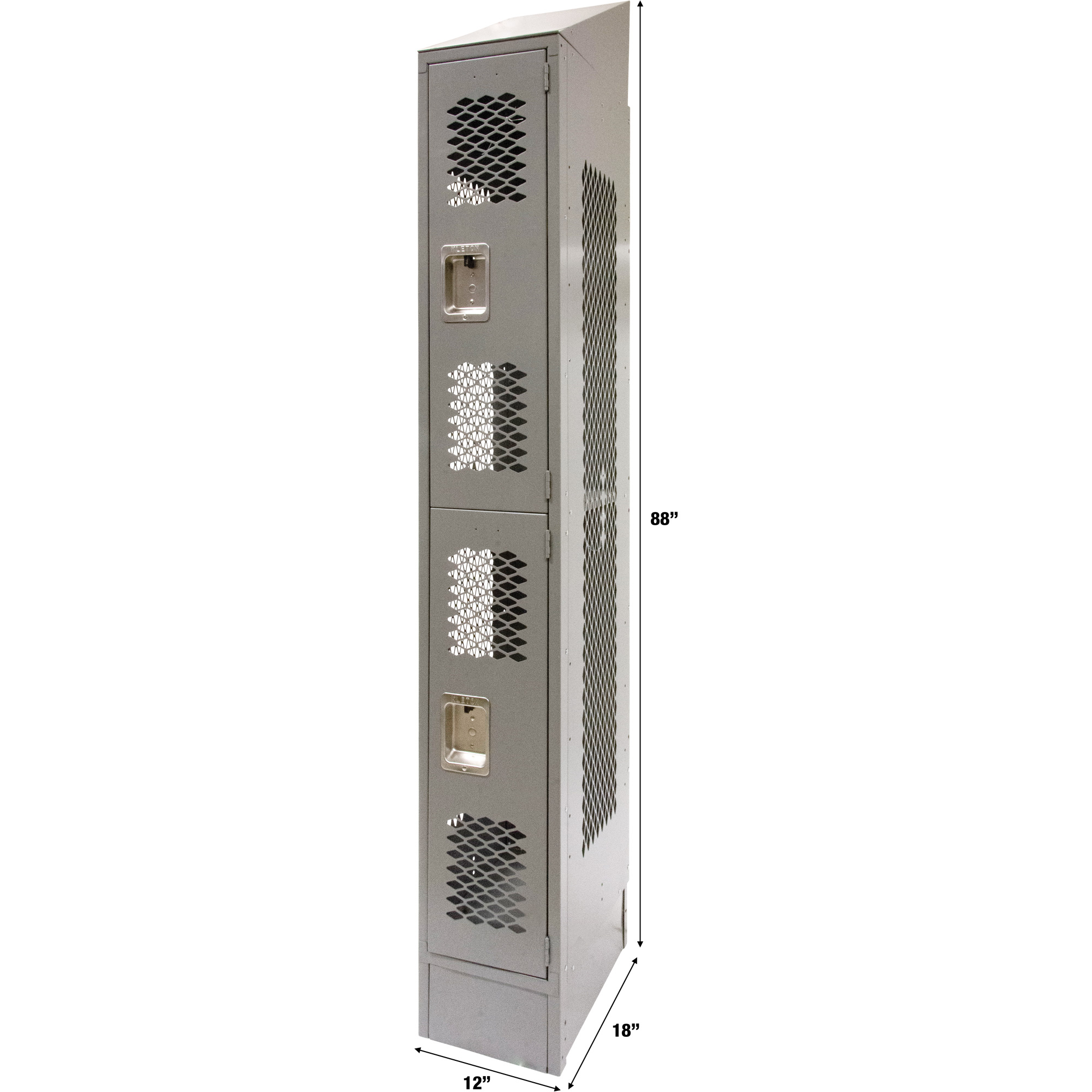 Casiers ventilés, 2 niveaux, 12" x 18" x 88", Acier, Gris, Démonté, Perforé – Image 3