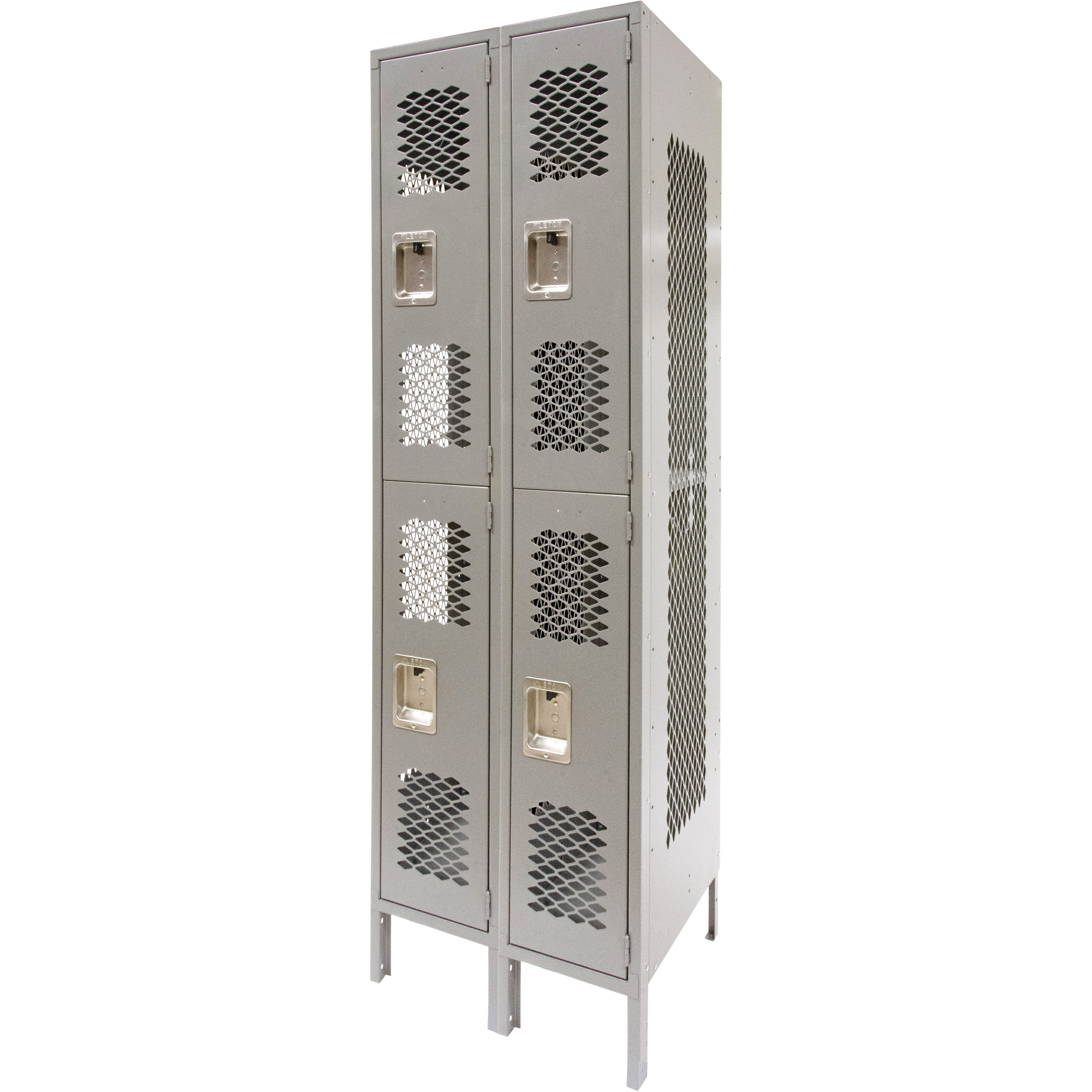 Casiers ventilés, 2 niveaux, Bloc de 2, 24" x 18" x 78", Acier, Gris, Démonté, Perforé