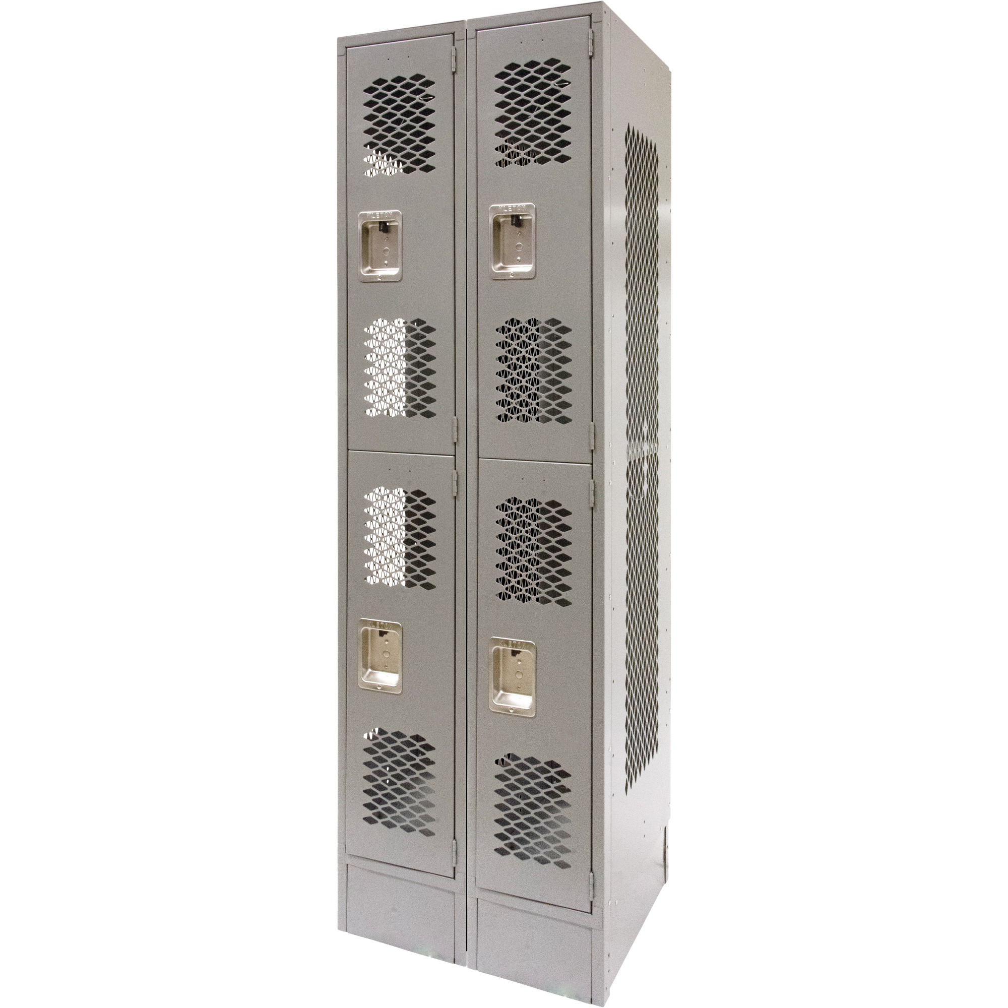 Casiers ventilés, 2 niveaux, Bloc de 2, 24" x 18" x 78", Acier, Gris, Démonté, Perforé