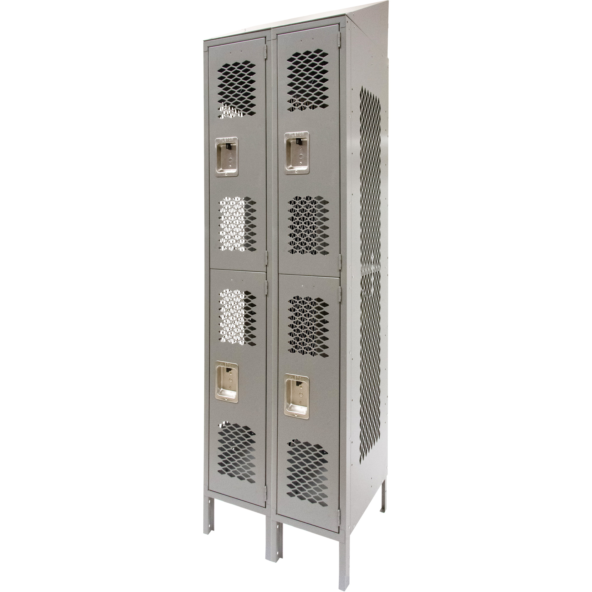 Casiers ventilés, 2 niveaux, Bloc de 2, 24" x 18" x 88", Acier, Gris, Démonté, Perforé