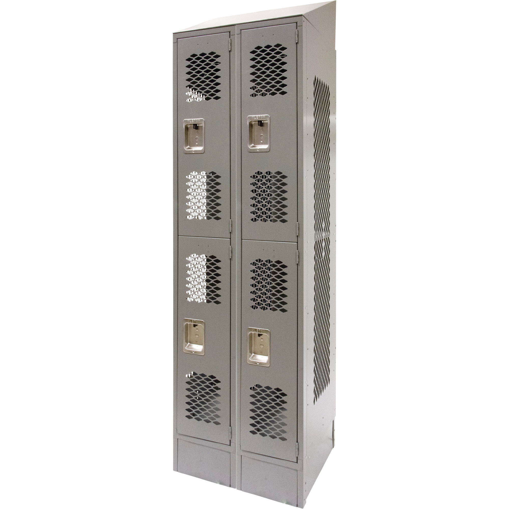Casiers ventilés, 2 niveaux, Bloc de 2, 24" x 18" x 88", Acier, Gris, Démonté, Perforé