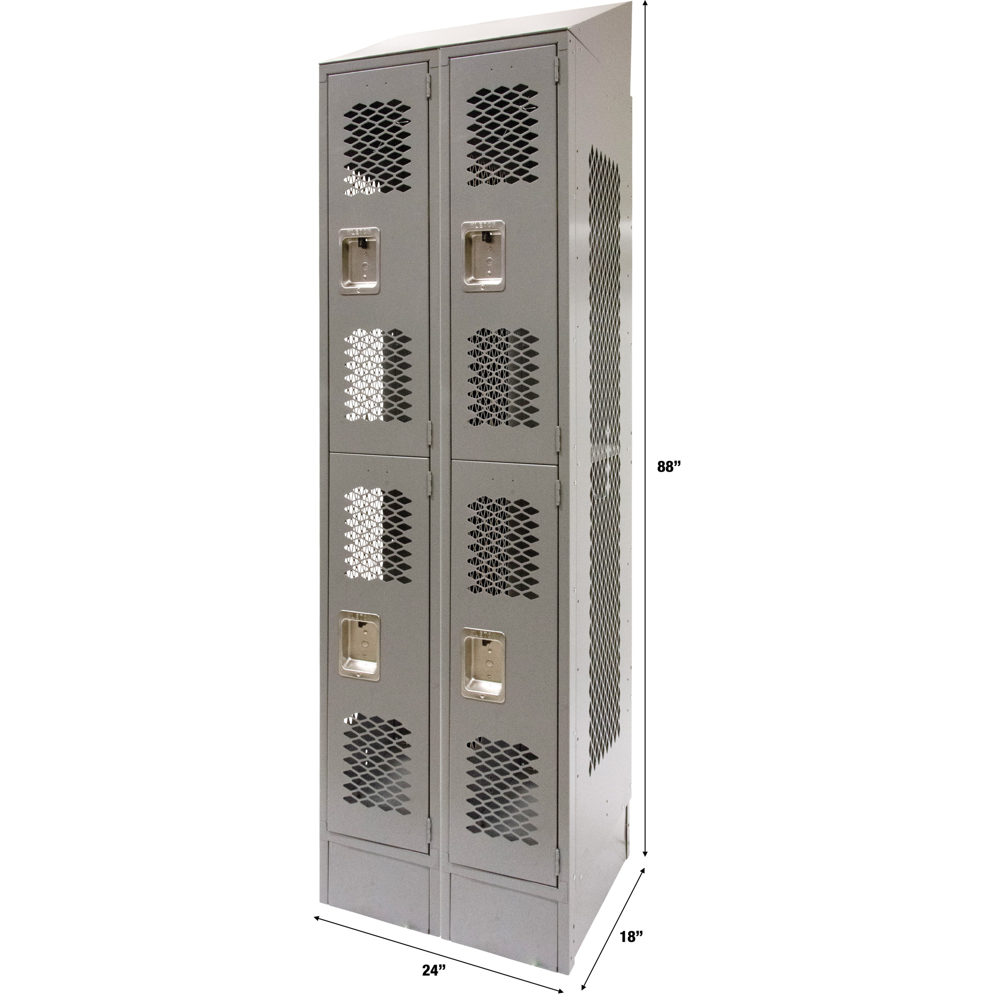 Casiers ventilés, 2 niveaux, Bloc de 2, 24" x 18" x 88", Acier, Gris, Démonté, Perforé – Image 3