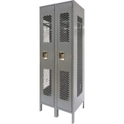 Casiers ventilés, Bloc de 2, 24" x 18" x 78", Acier, Gris, Démonté, Perforé