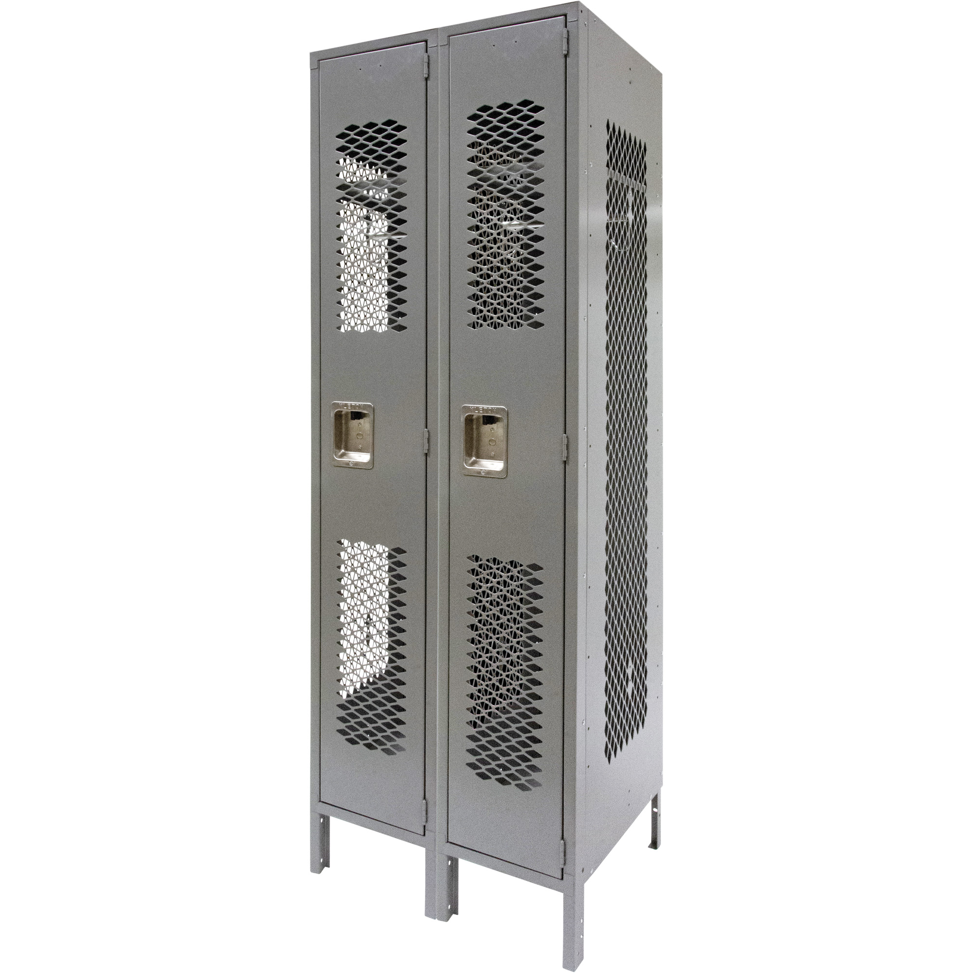 Casiers ventilés, Bloc de 2, 24" x 18" x 78", Acier, Gris, Démonté, Perforé