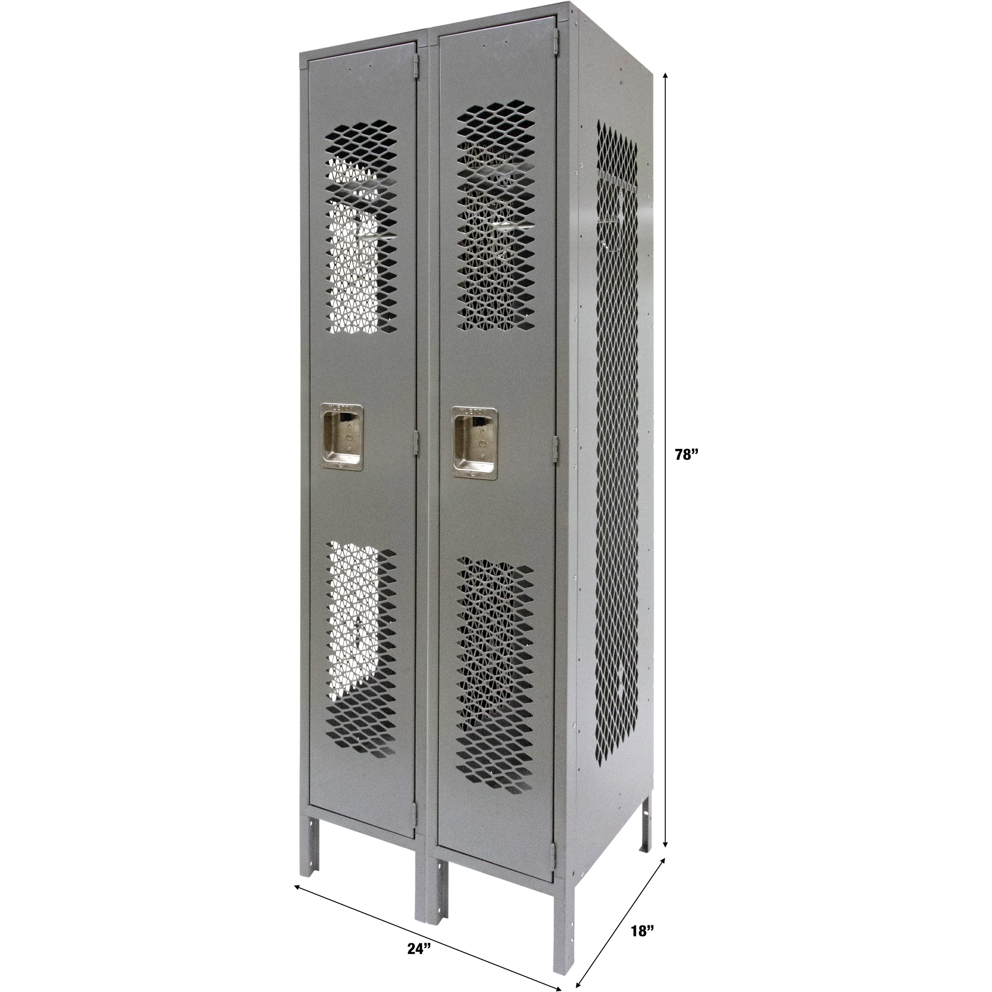 Casiers ventilés, Bloc de 2, 24" x 18" x 78", Acier, Gris, Démonté, Perforé – Image 3