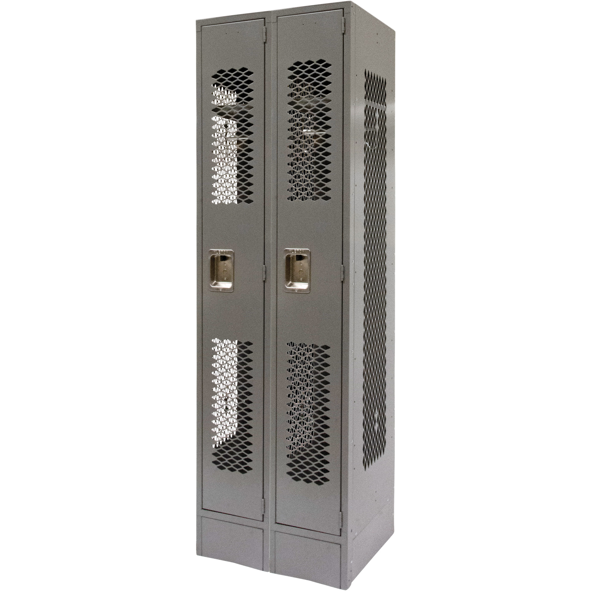 Casiers ventilés, Bloc de 2, 24" x 18" x 78", Acier, Gris, Démonté, Perforé