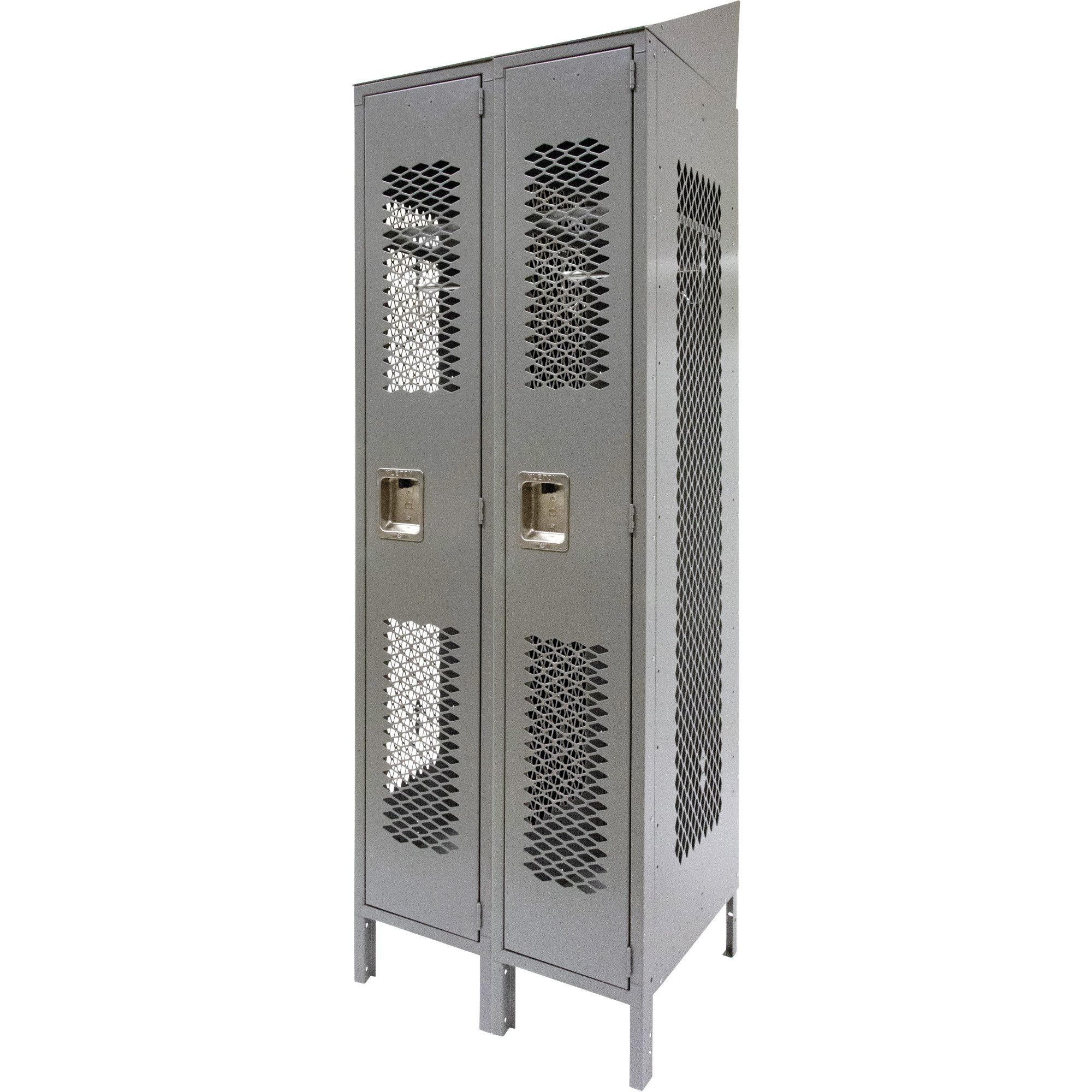 Casiers ventilés, Bloc de 2, 24" x 18" x 88", Acier, Gris, Démonté, Perforé