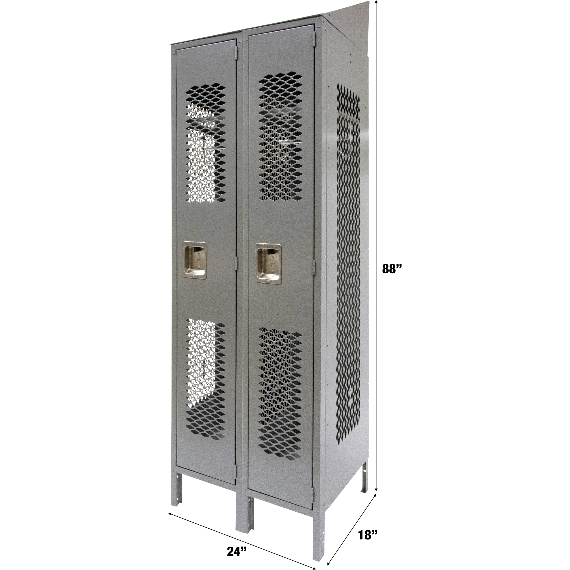 Casiers ventilés, Bloc de 2, 24" x 18" x 88", Acier, Gris, Démonté, Perforé – Image 3