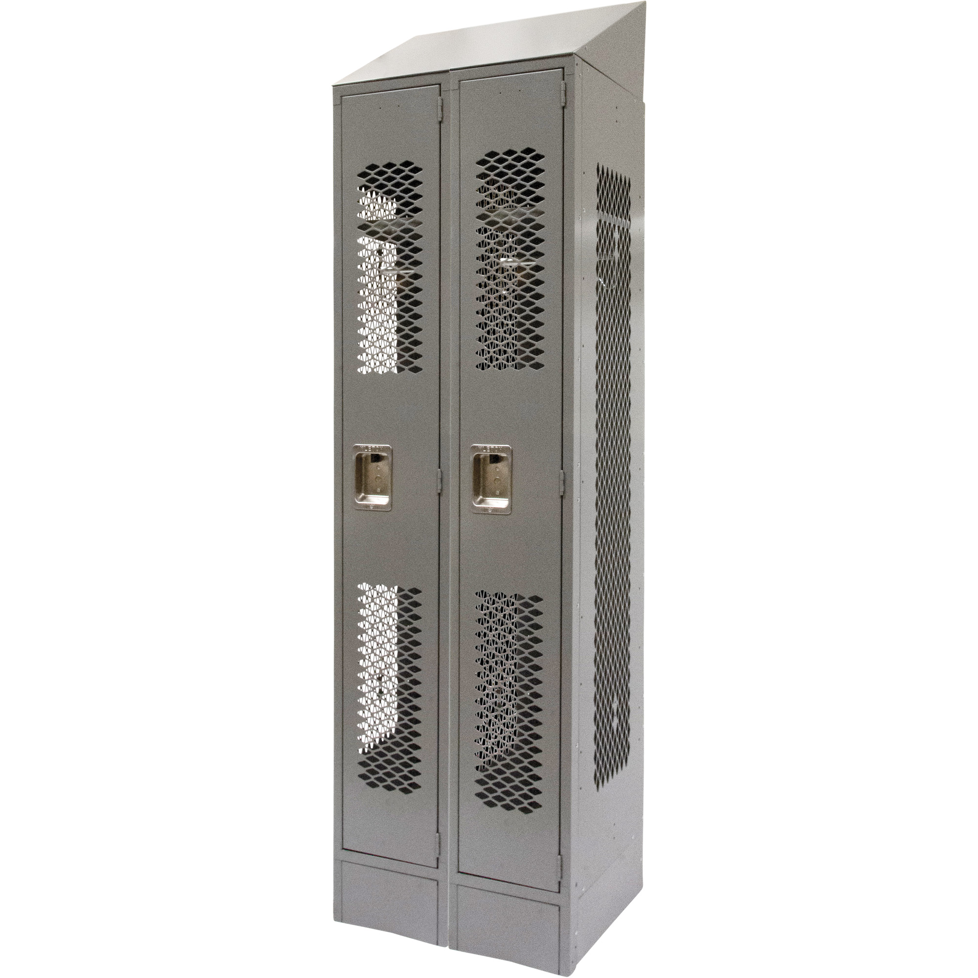 Casiers ventilés, Bloc de 2, 24" x 18" x 88", Acier, Gris, Démonté, Perforé