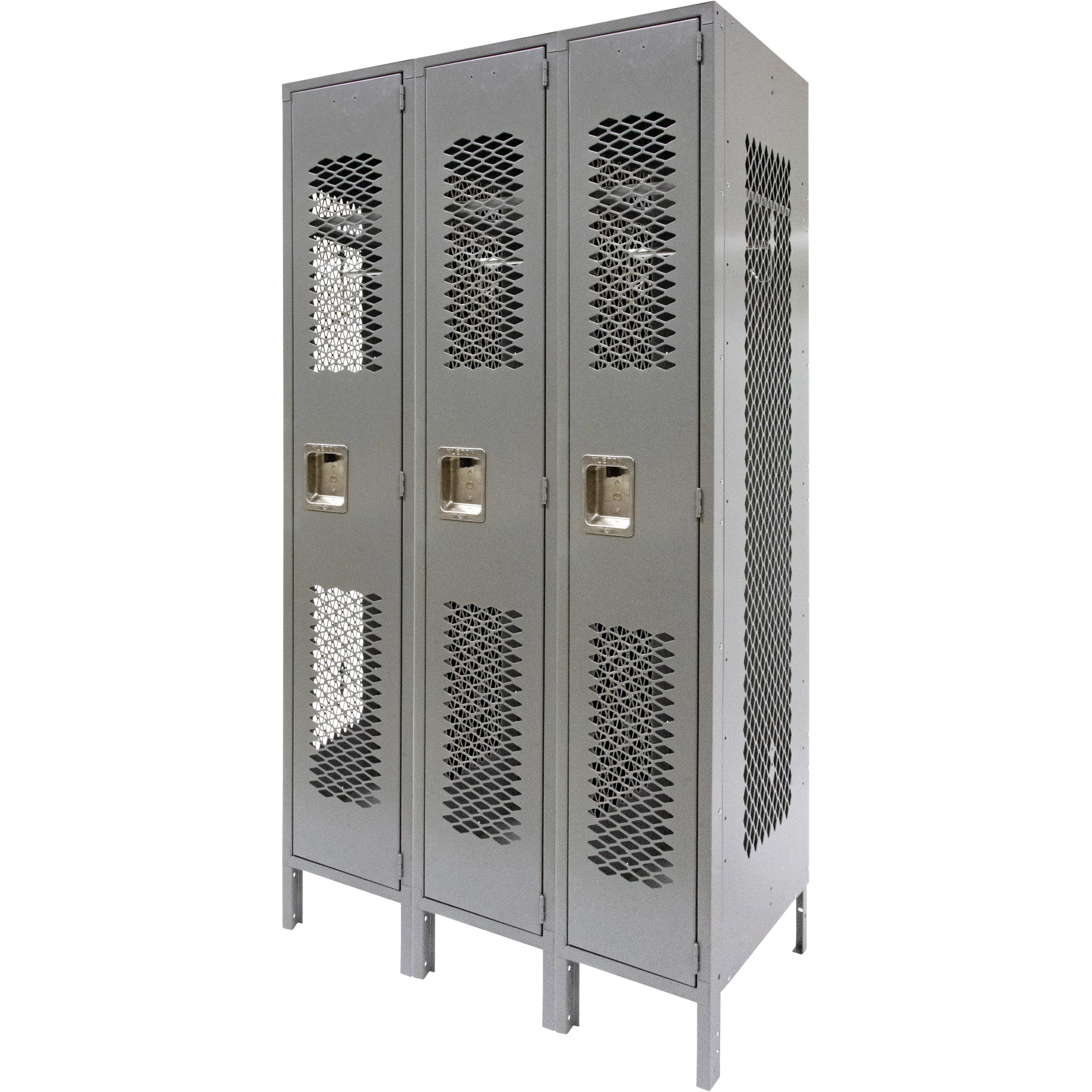 Casiers ventilés, Bloc de 3, 36" x 18" x 78", Acier, Gris, Démonté, Perforé