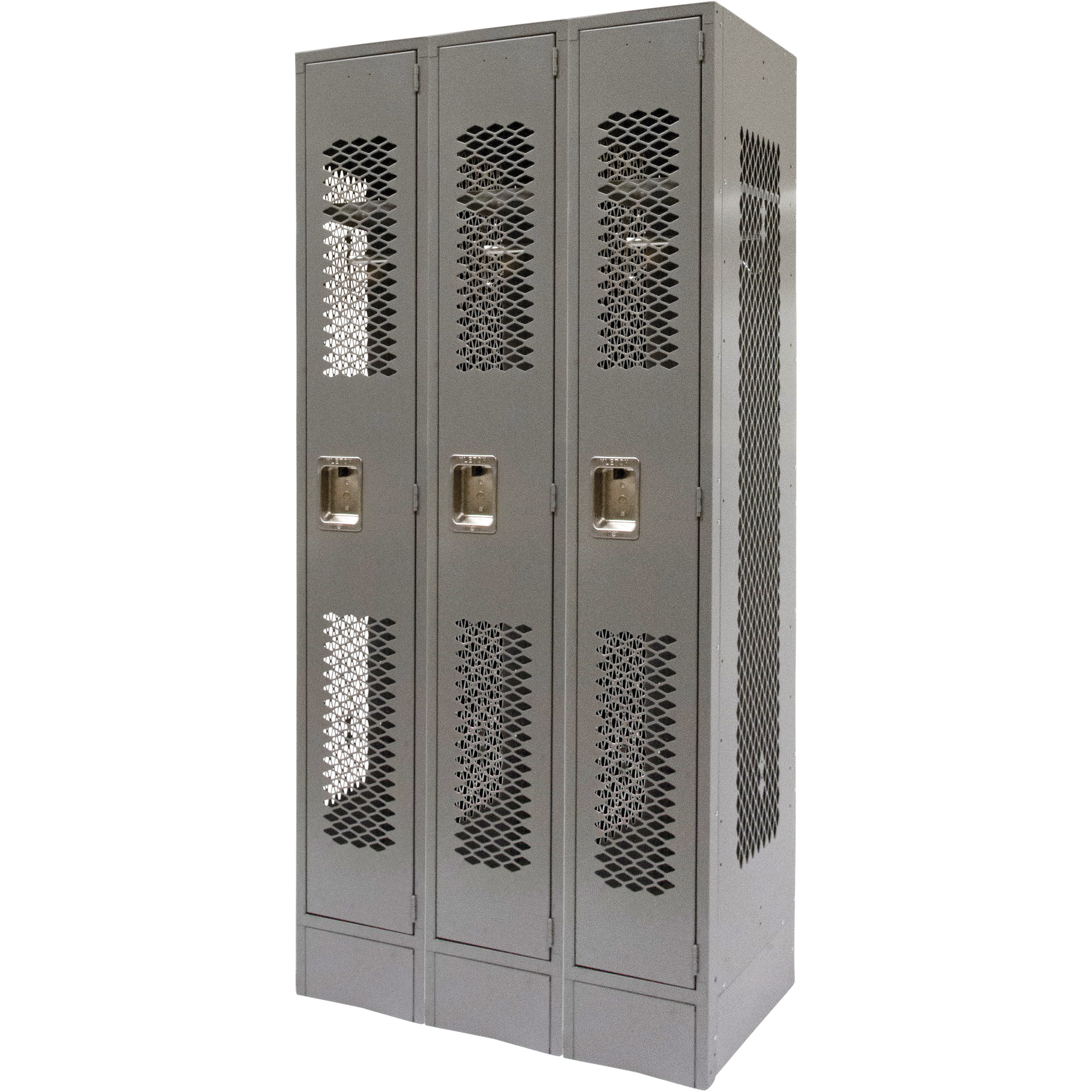 Casiers ventilés, Bloc de 3, 36 x 18" x 78", Acier, Gris, Démonté, Perforé