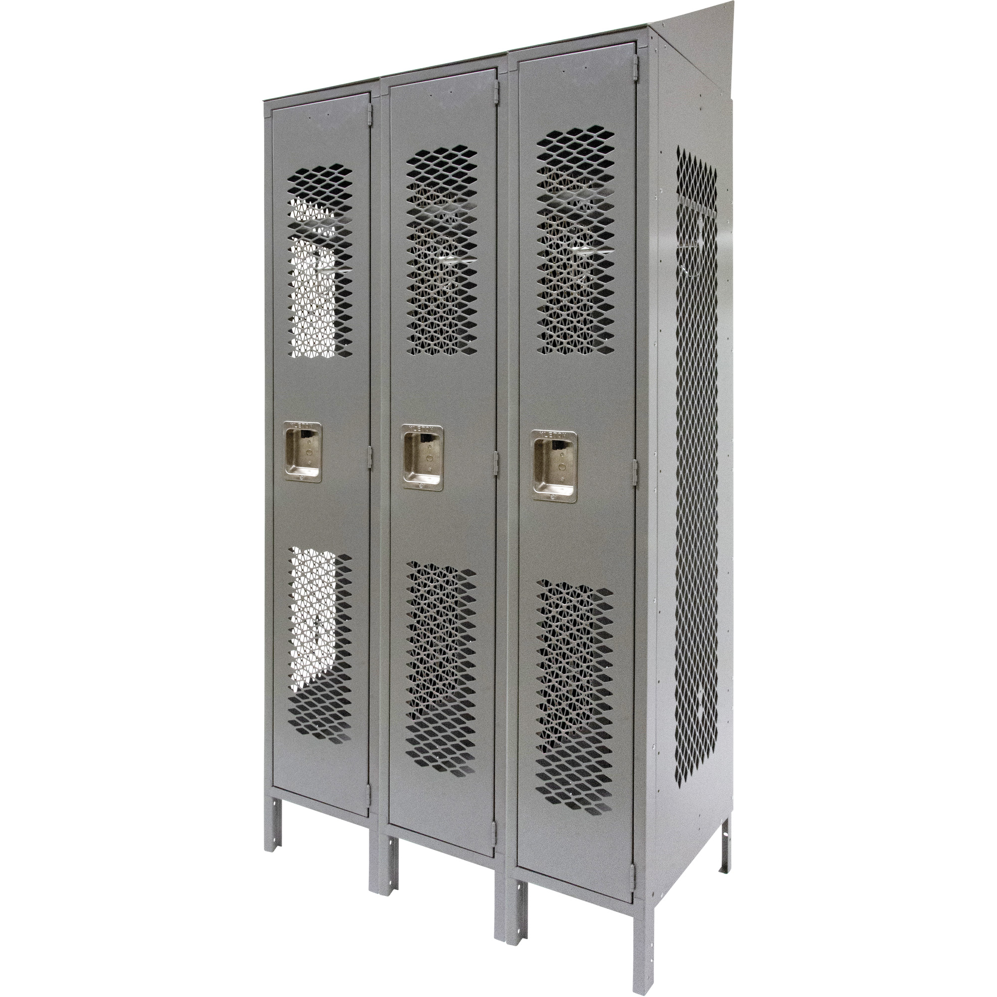 Casiers ventilés, Bloc de 3, 36 x 18" x 88", Acier, Gris, Démonté, Perforé