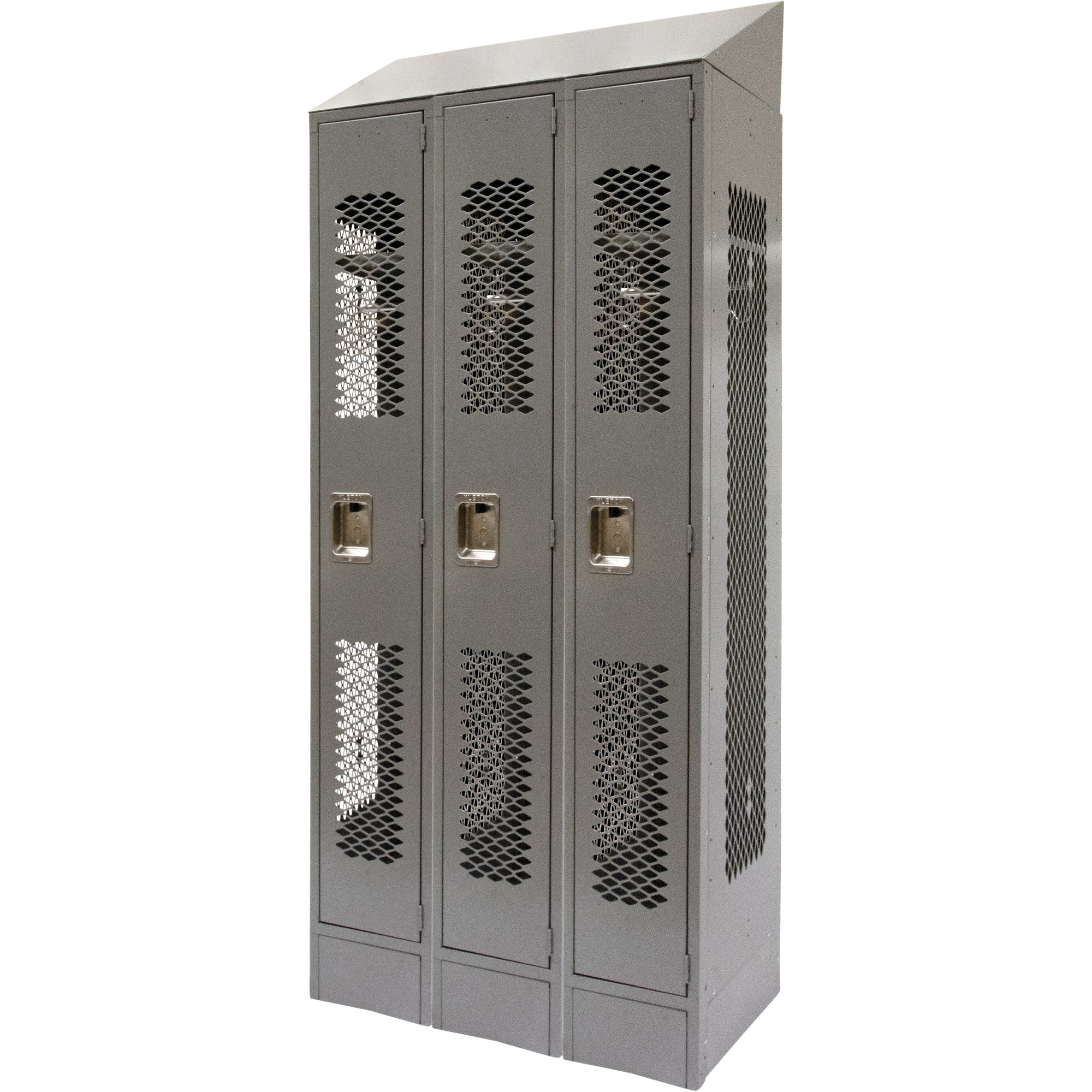 Casiers ventilés, Bloc de 3, 36 x 18" x 88", Acier, Gris, Démonté, Perforé