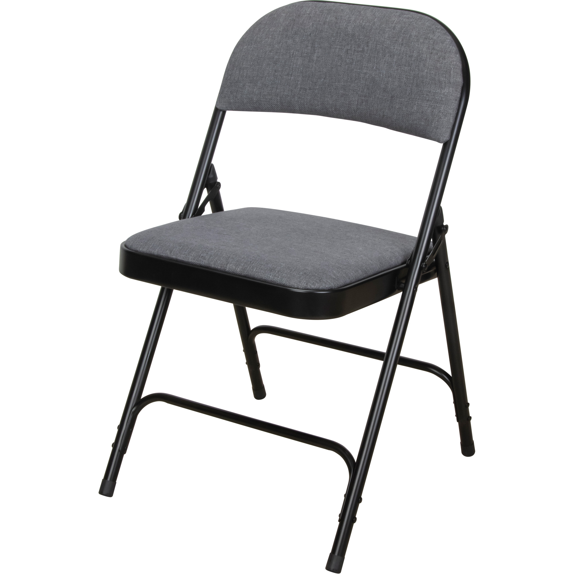Chaise pliante de luxe en tissu rembourrée, Acier, Gris, Capacité 300 lb