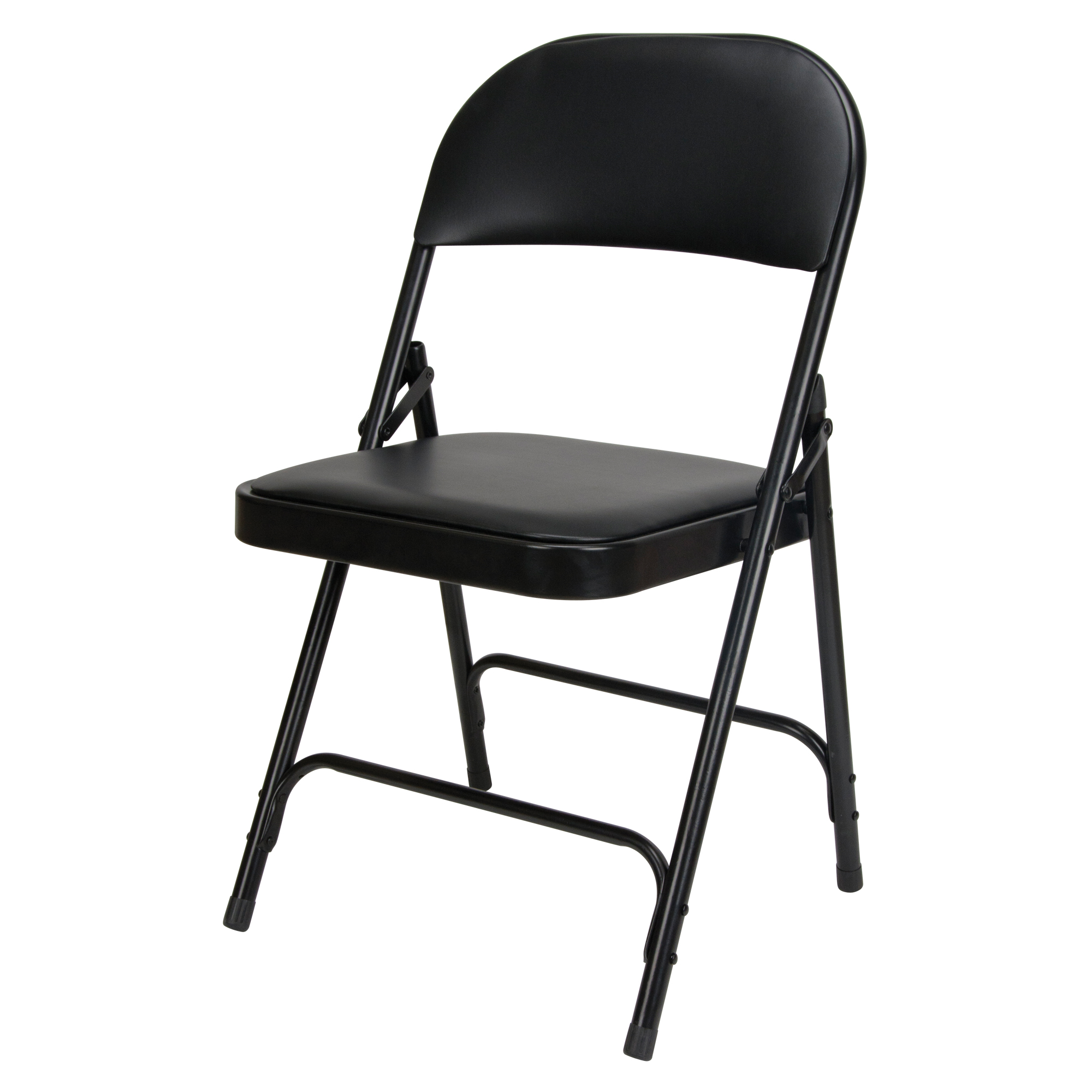 Chaise pliante rembourrée en vinyle, Acier, Noir, Capacité 300 lb