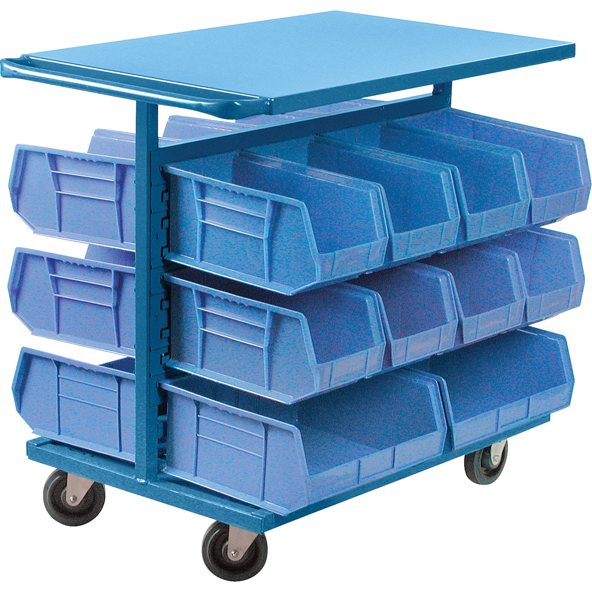 Chariot à bacs avec bacs, À deux côtés, 20 bacs, 24" la x 38-1/2" p x 36-1/2" h