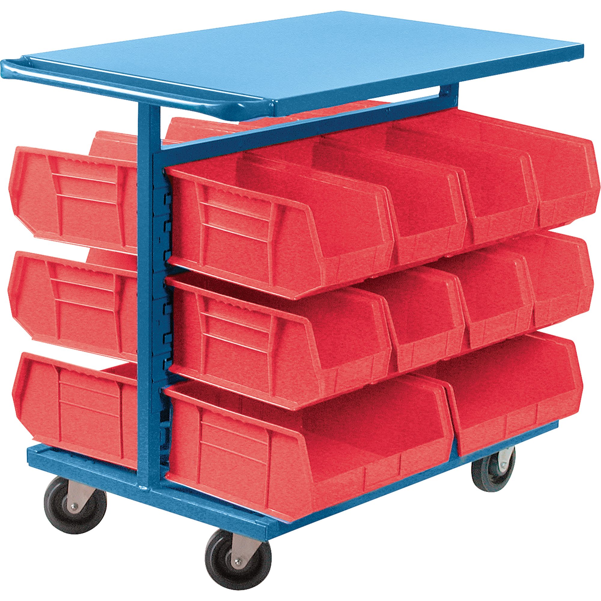 Chariot à bacs avec bacs, À deux côtés, 20 bacs, 24" la x 38-1/2" p x 36-1/2" h