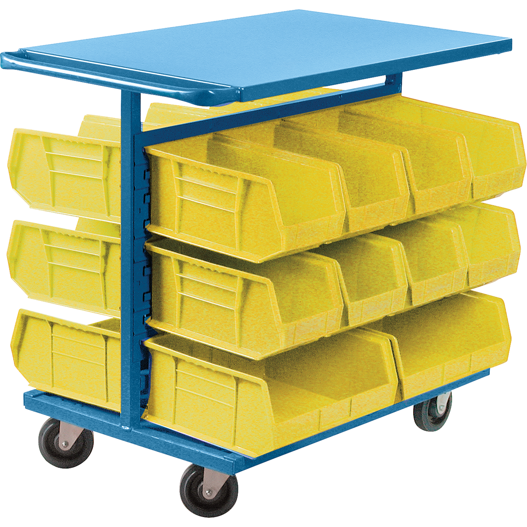 Chariot à bacs avec bacs, À deux côtés, 20 bacs, 24" la x 38-1/2" p x 36-1/2" h