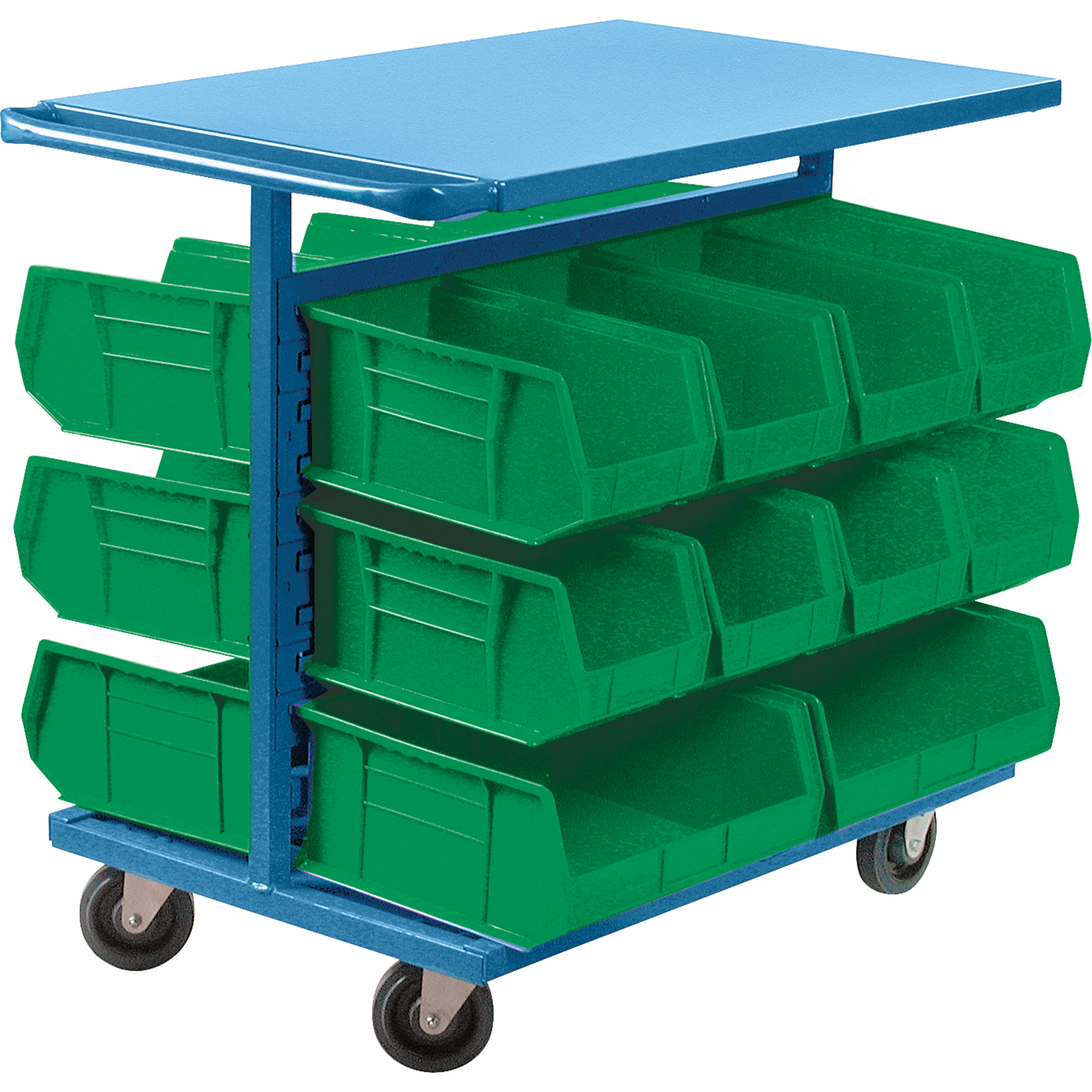 Chariot à bacs avec bacs, À deux côtés, 20 bacs, 24" la x 38-1/2" p x 36-1/2" h