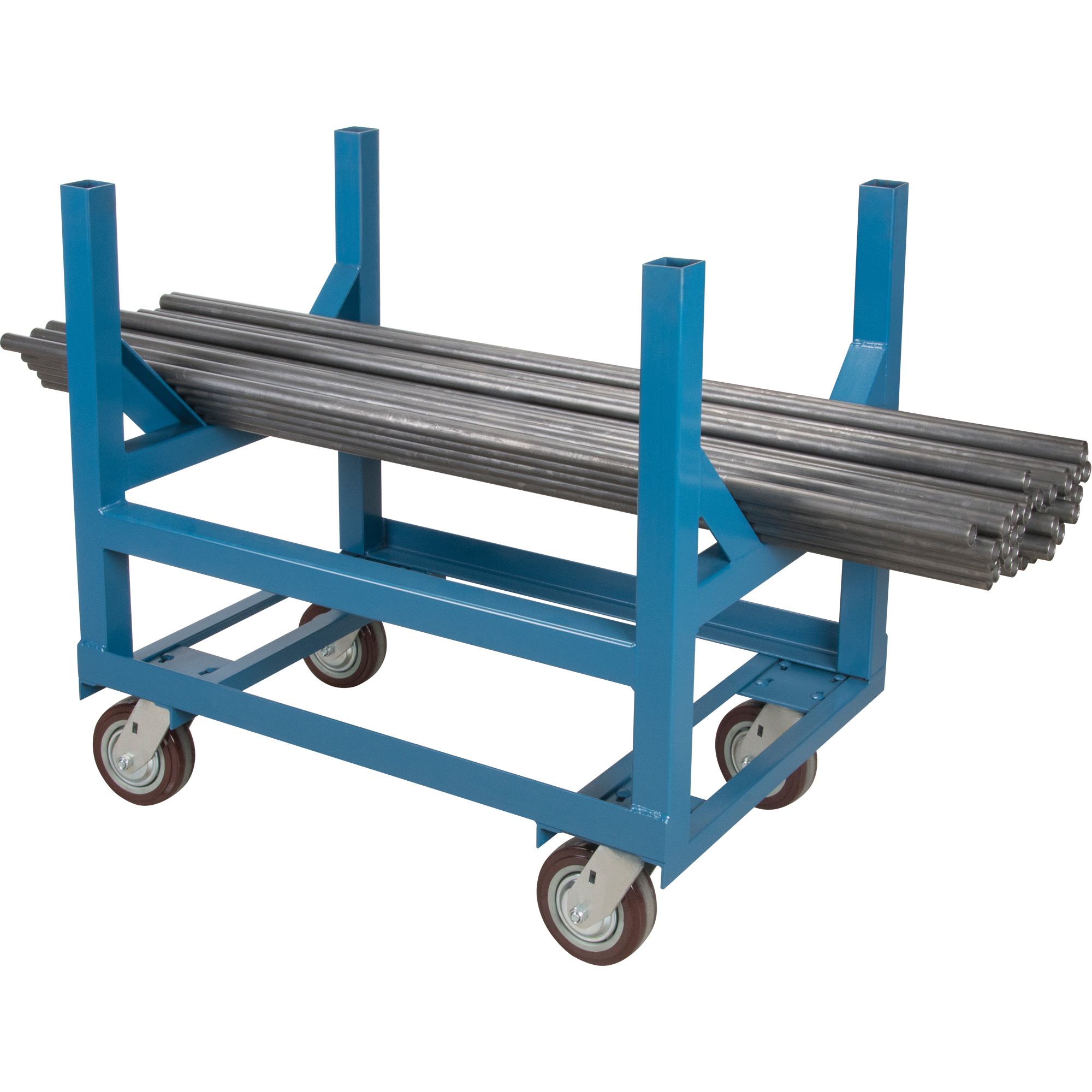 Chariot à berceaux pour tuyaux et barres, 24" lo x 24" la x 34" h, Capacité de 2500 lb, Roue Polyuréthane – Image 6