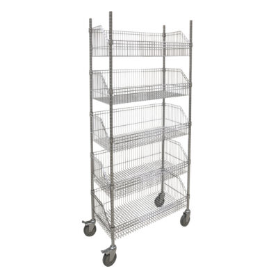 Chariot à tablette avec panier en treillis, Tiers 5, 36" la x 80" h x 18" p