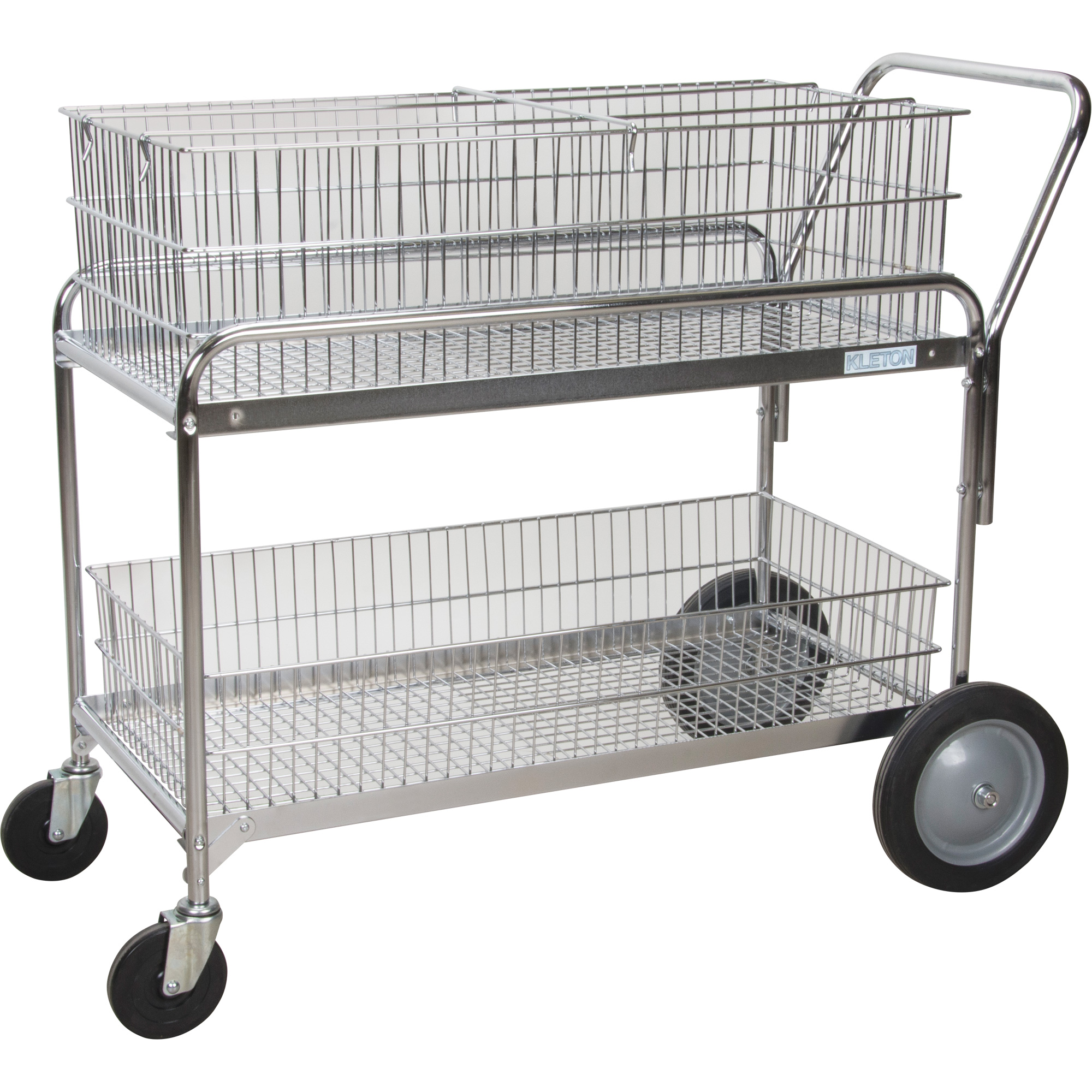 Chariot de bureau en treillis métallique pour le courrier, 250 lb Capacité, Chrome, 23" p x 42" la x 38" h, Chromé