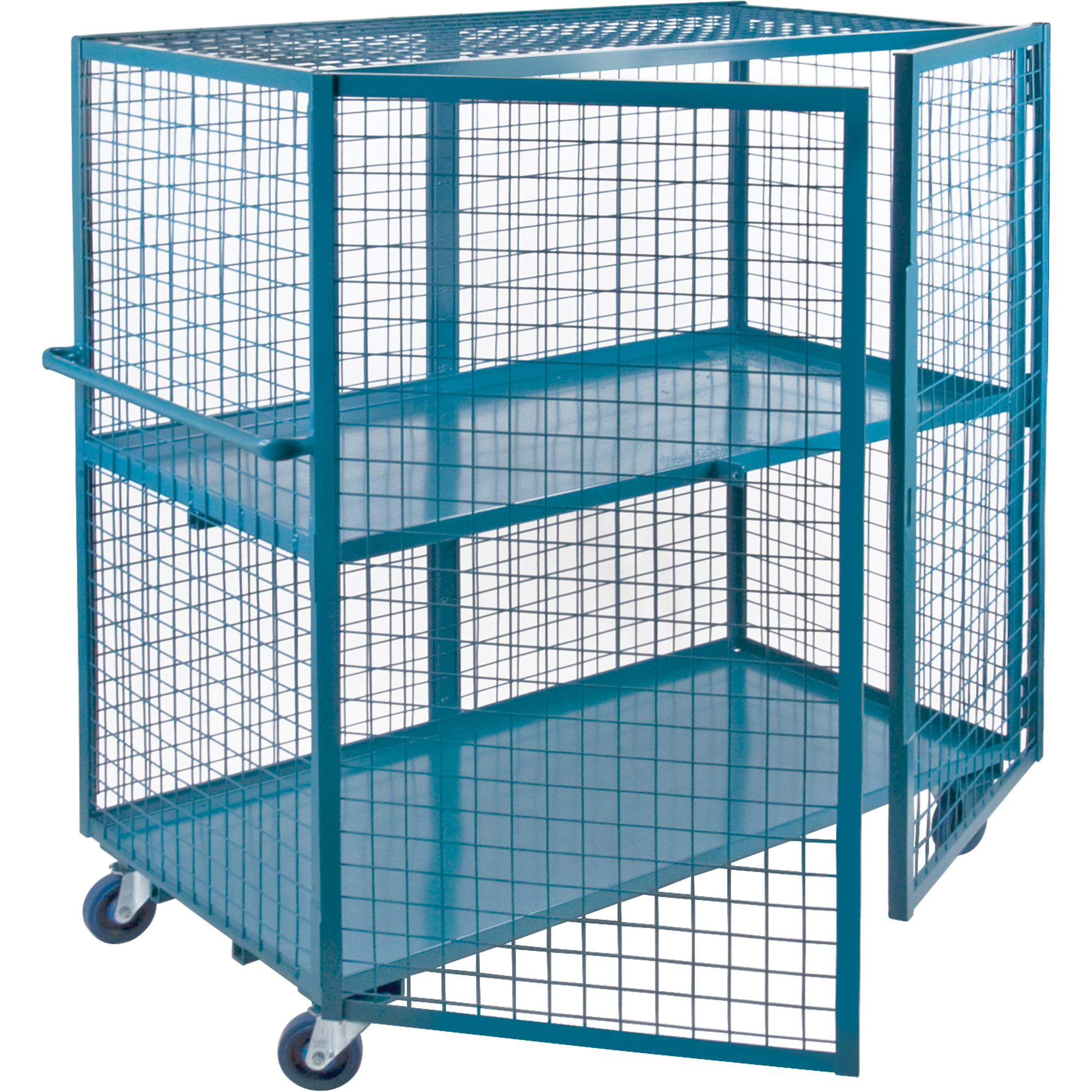 Chariot en treillis métallique, 2 niveaux, 39" lo x 26" la x 62,5" h, Cap. 1200 lb