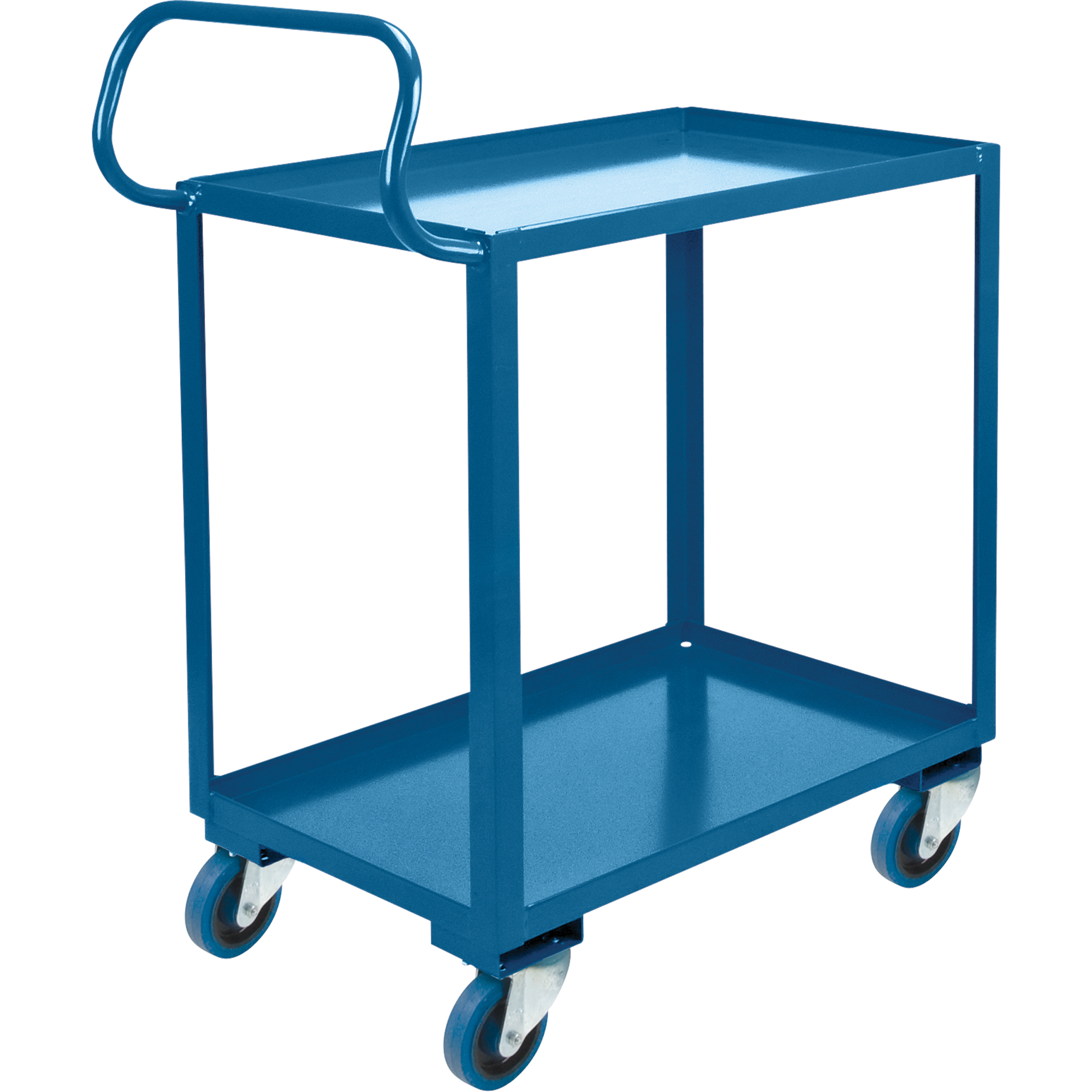 Chariot ergonomique à tablettes, 800 lb Capacité, Acier, 20" la x 37" ha x 32" p, Bordure vers le haut