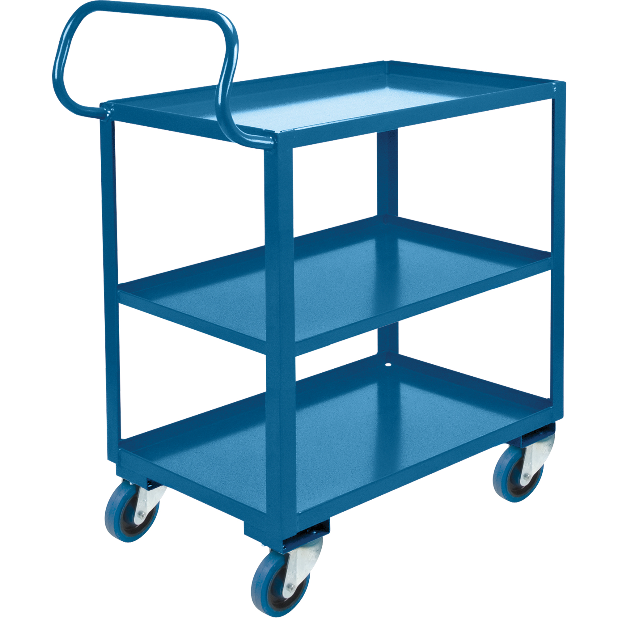 Chariot ergonomique à tablettes, 800 lb Capacité, Acier, 20" la x 37" ha x 32" p, Bordure vers le haut