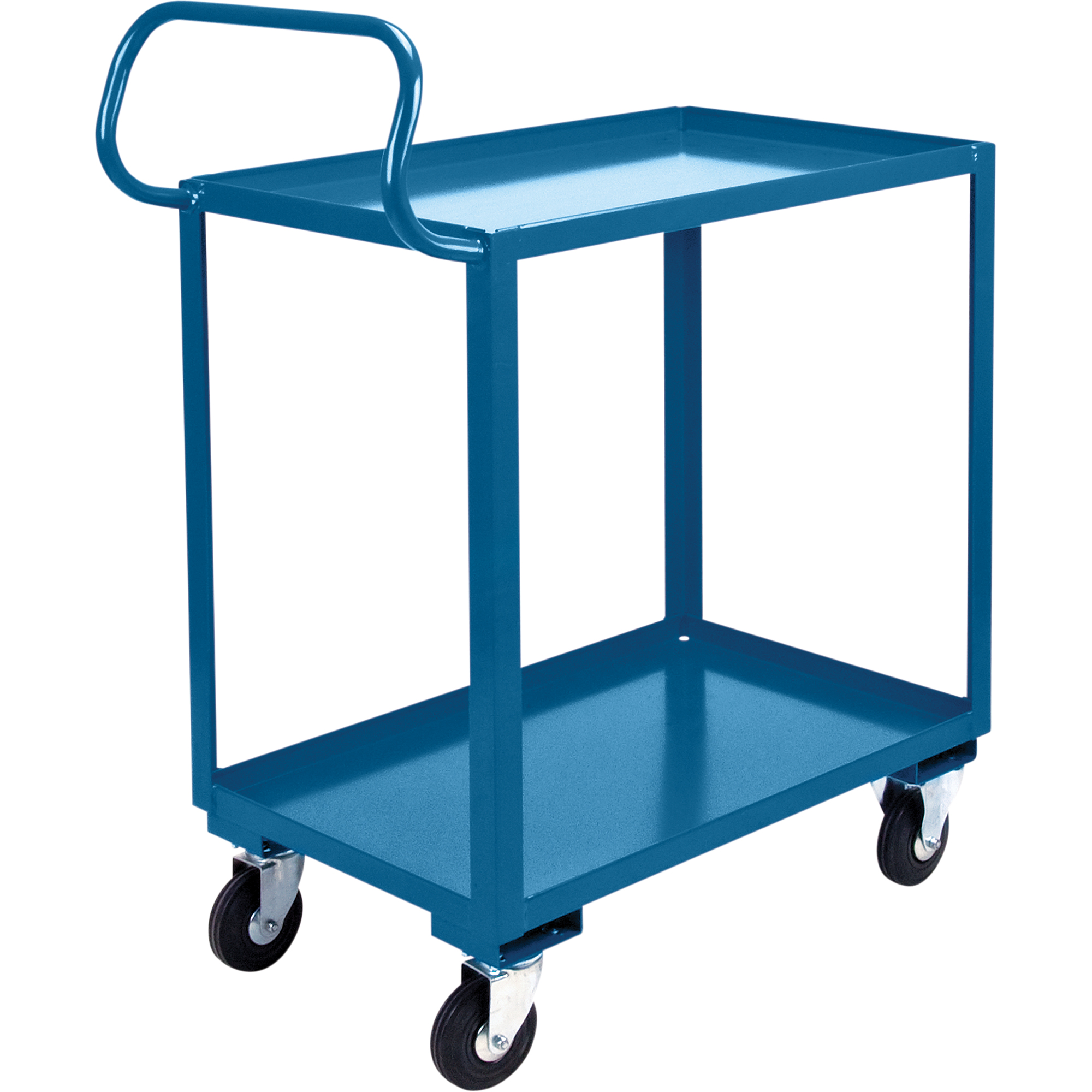 Chariot ergonomique à tablettes, 800 lb Capacité, Acier, 20" la x 37" ha x 32" p, Bordure vers le haut