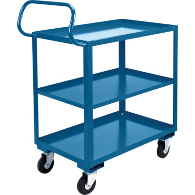 Chariot ergonomique à tablettes, 800 lb Capacité, Acier, 20" la x 37" ha x 32" p, Bordure vers le haut