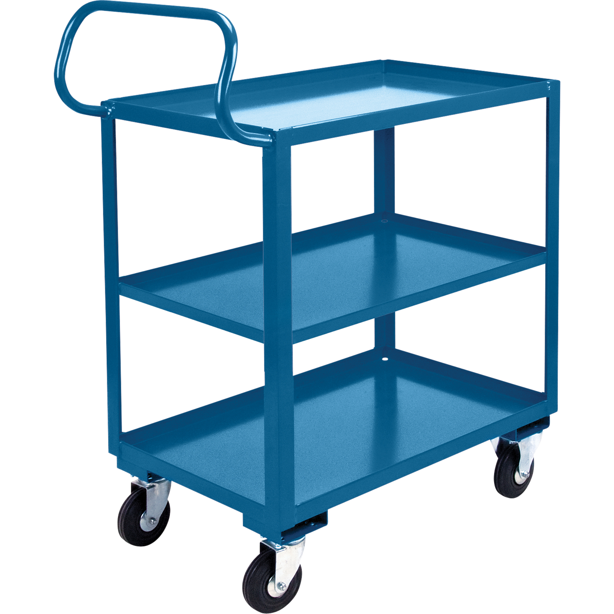 Chariot ergonomique à tablettes, 800 lb Capacité, Acier, 20" la x 37" ha x 32" p, Bordure vers le haut