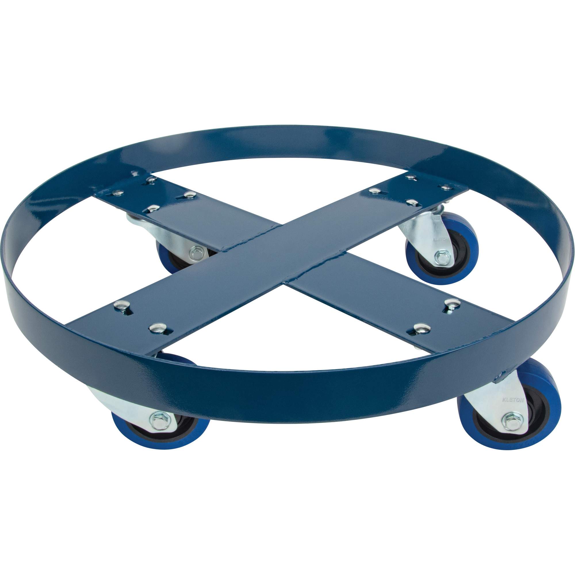 Chariot pour baril, Acier, Capacitée 1400 lb, Diamètre 24", Roue en Élastique bleu