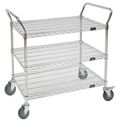Chariot utilitaire en treillis métallique, Chromé, 36" x 39" x 18", Capacité 800 lb