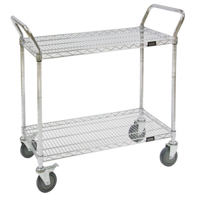 Chariot utilitaire en treillis métallique, Chromé, 48" x 39" x 24", Capacité 800 lb